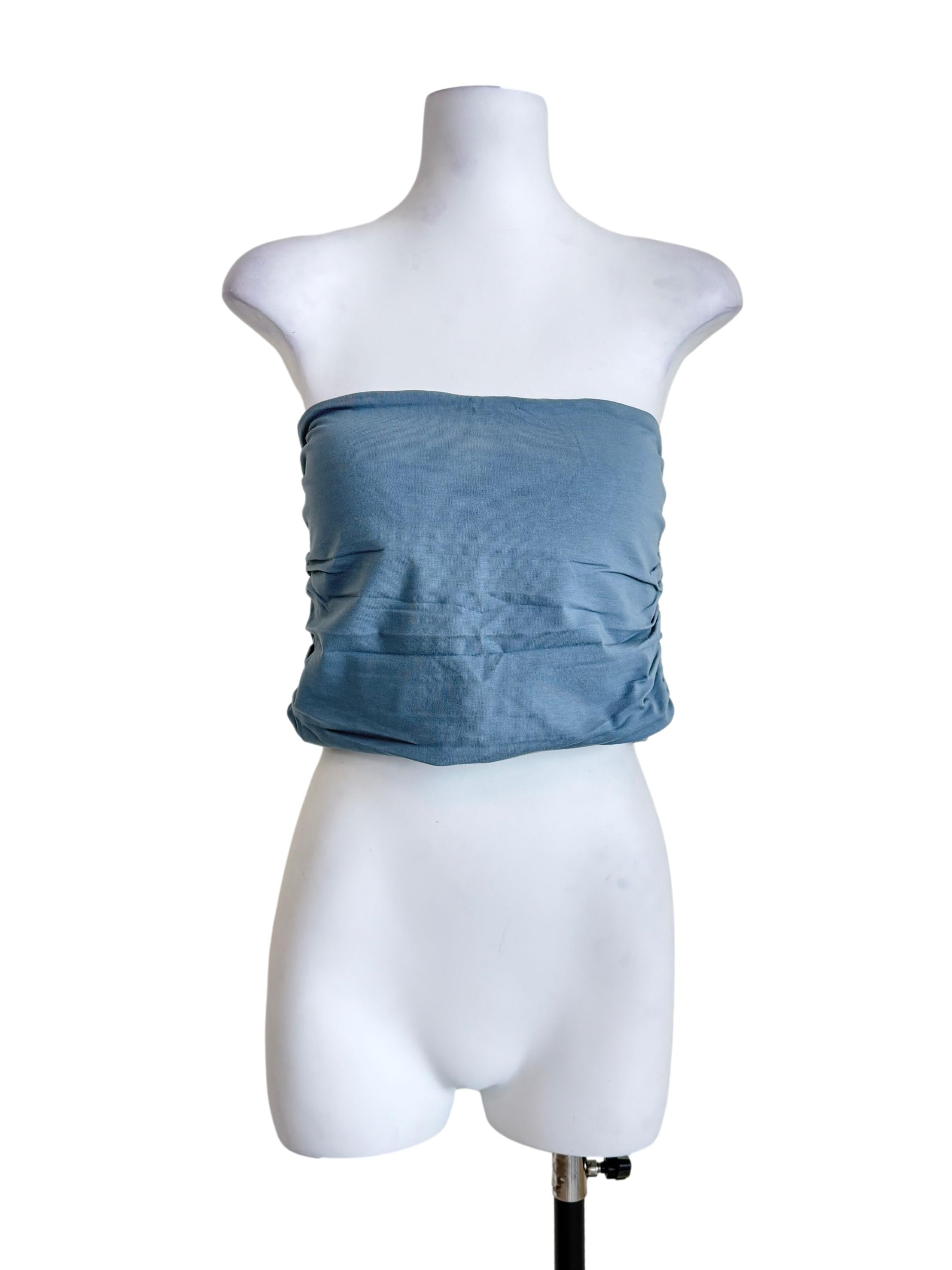 Blue Ellena Ruched Tube Top TTR