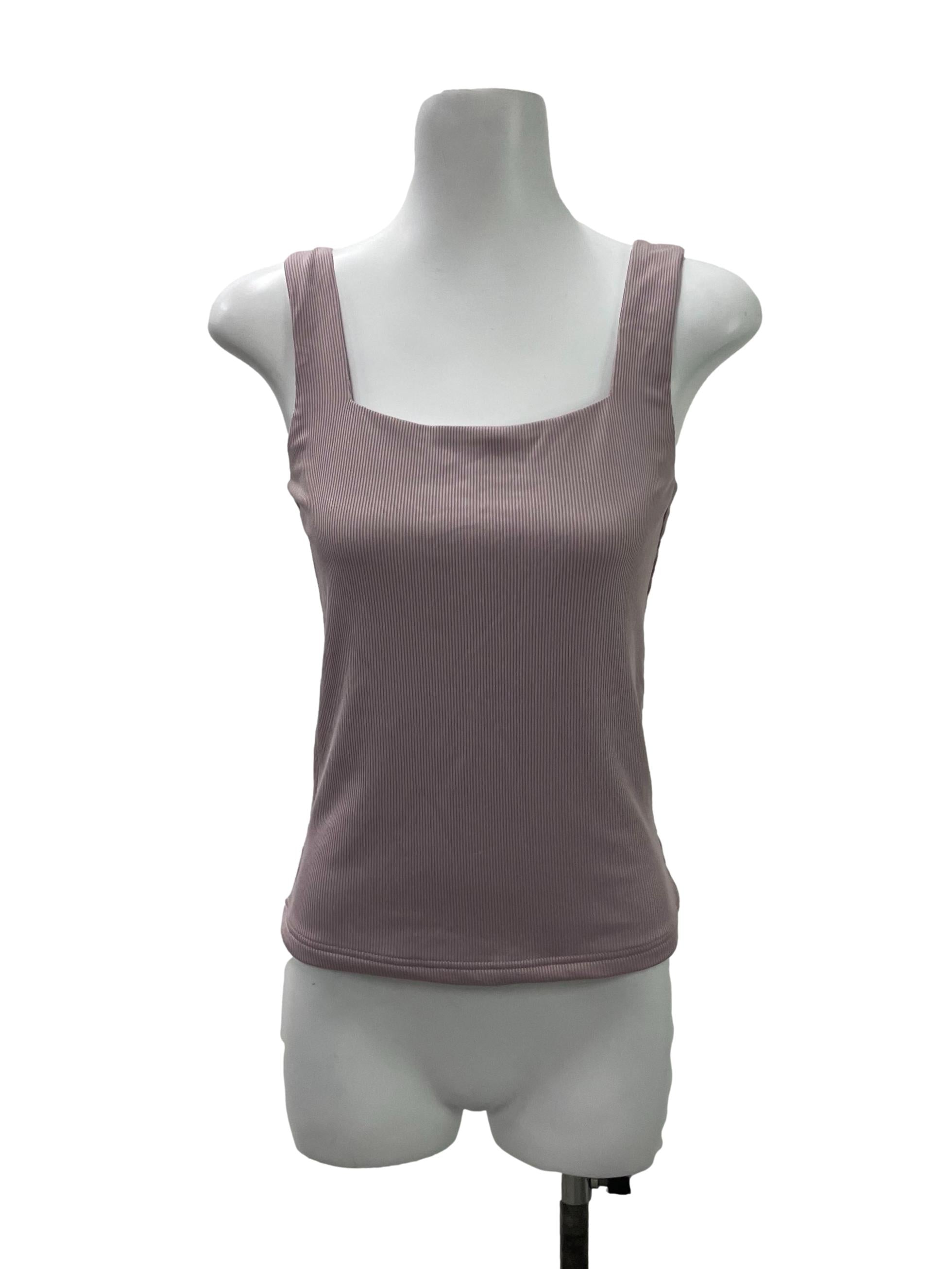 Purple Ribbed Square Neck Top