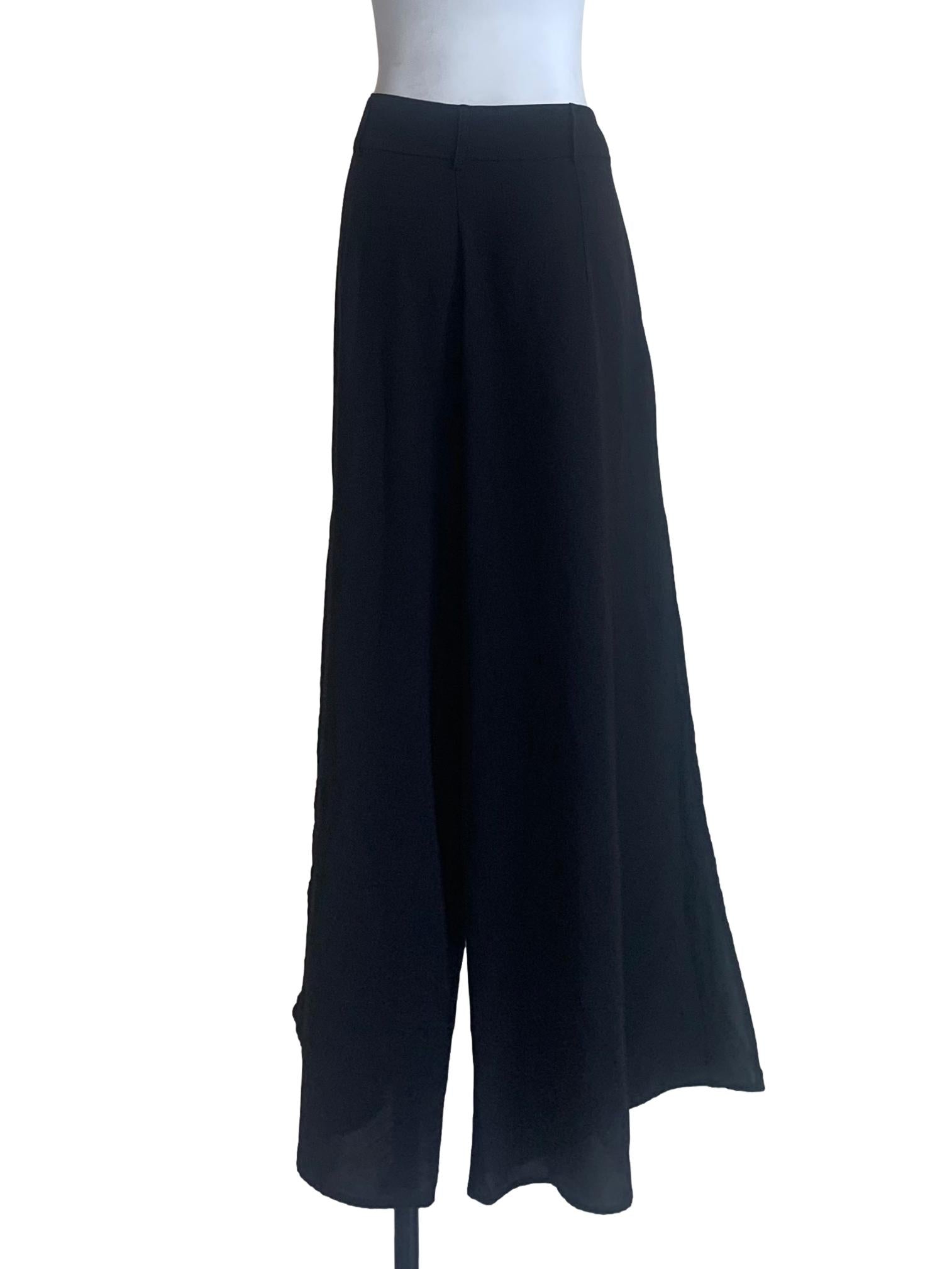 Oil Black Loose Wide Leg Pants