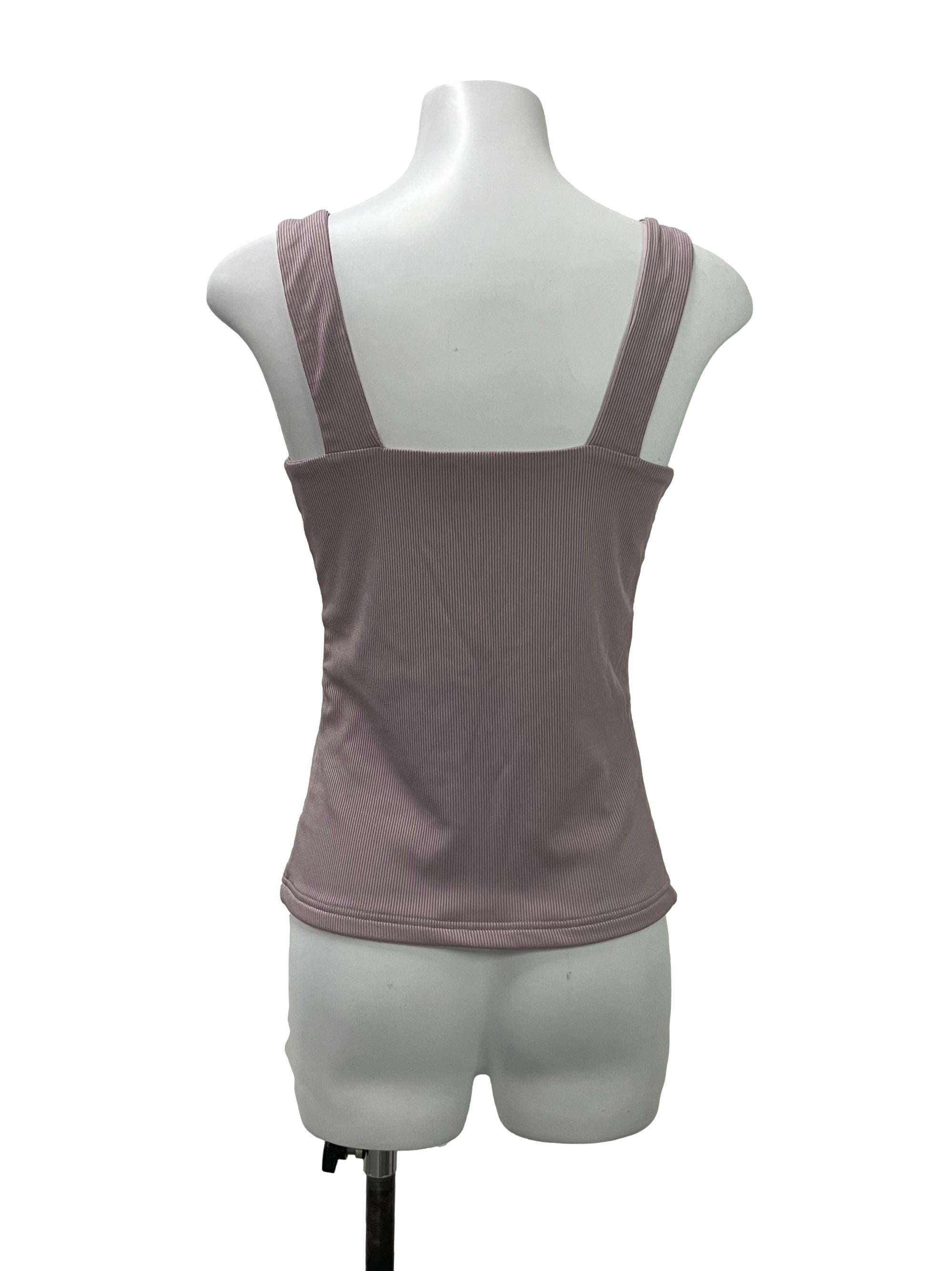 Purple Ribbed Square Neck Top