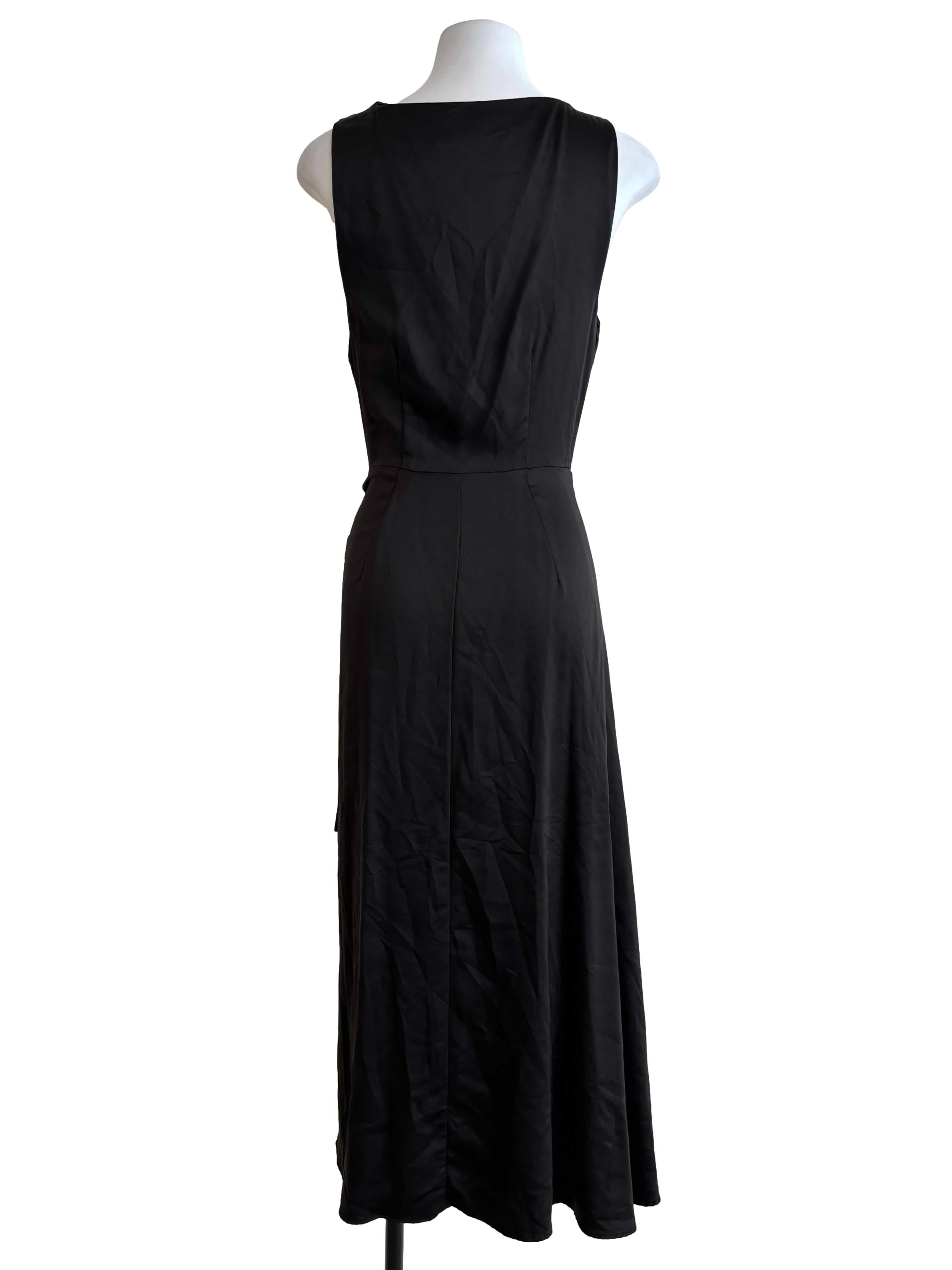 Jade Black Satin Wrap Dress