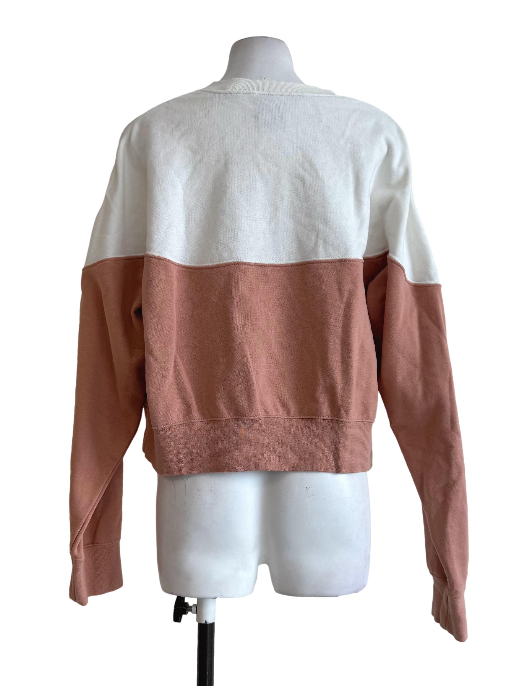 White And Blush Long Sleeve Sweatshirt