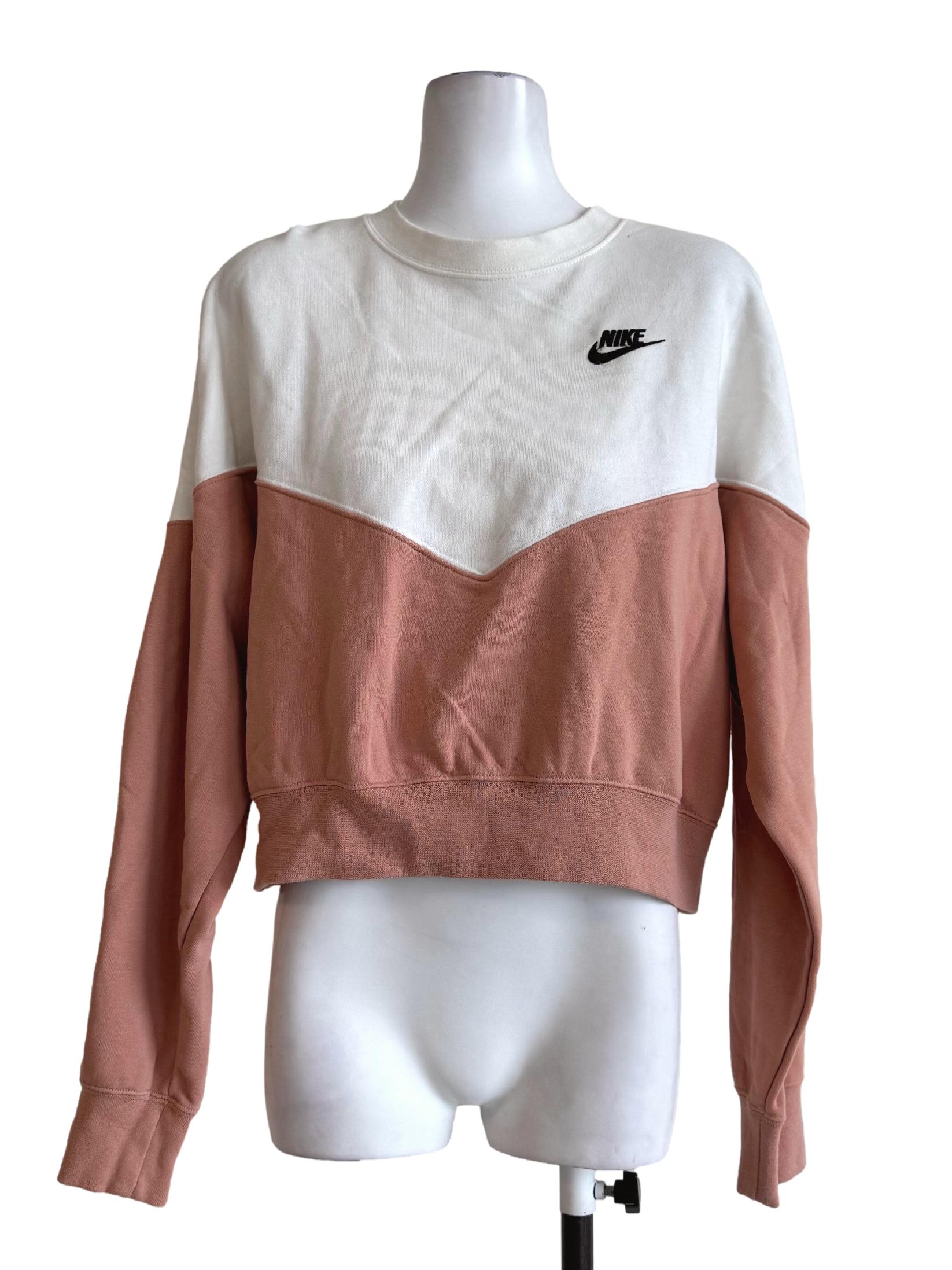 White And Blush Long Sleeve Sweatshirt