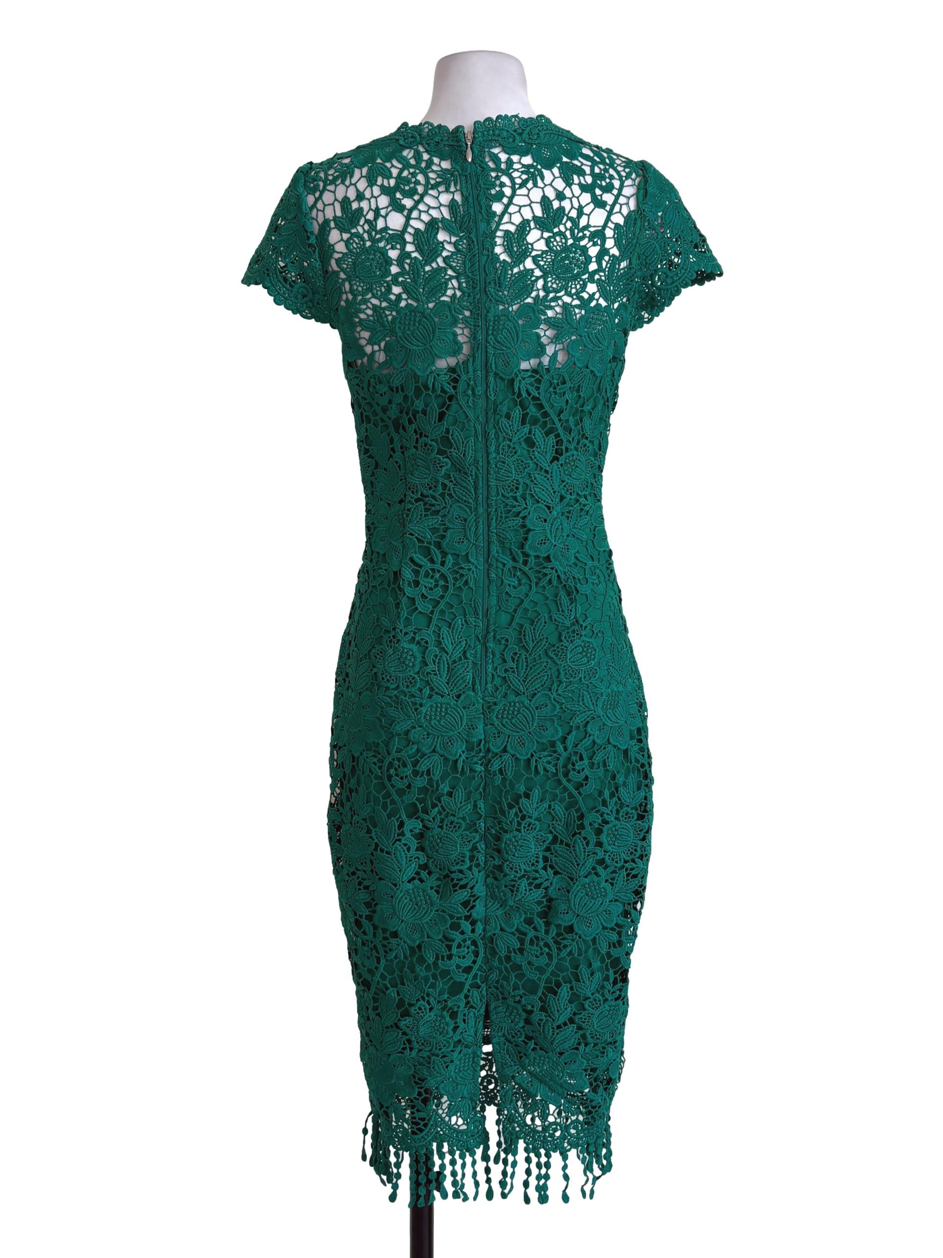 Green Floral Lace A Line Dress