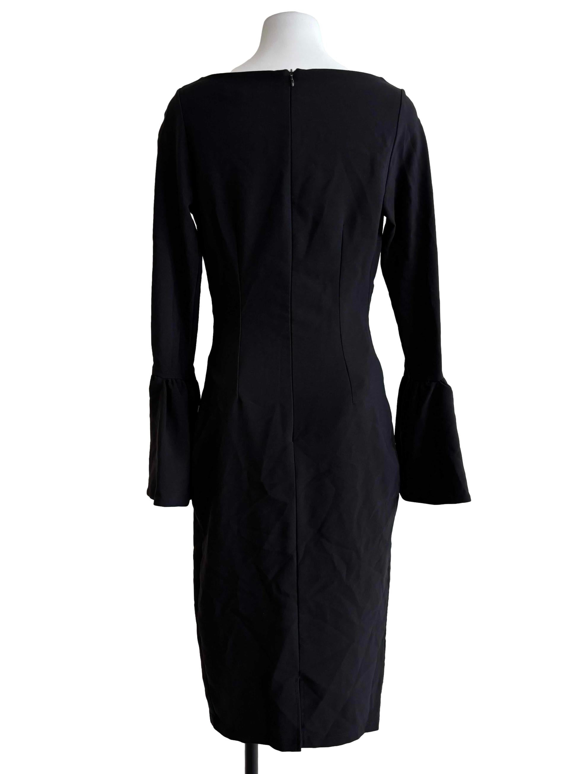 Ink Black Embroidered Bodycon Dress