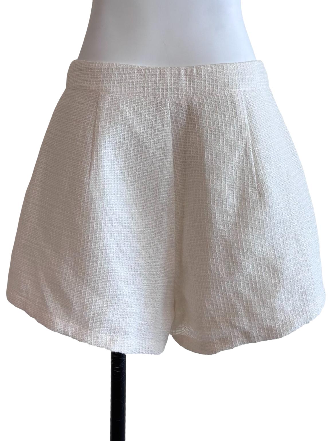 Cream White Tweed Shorts