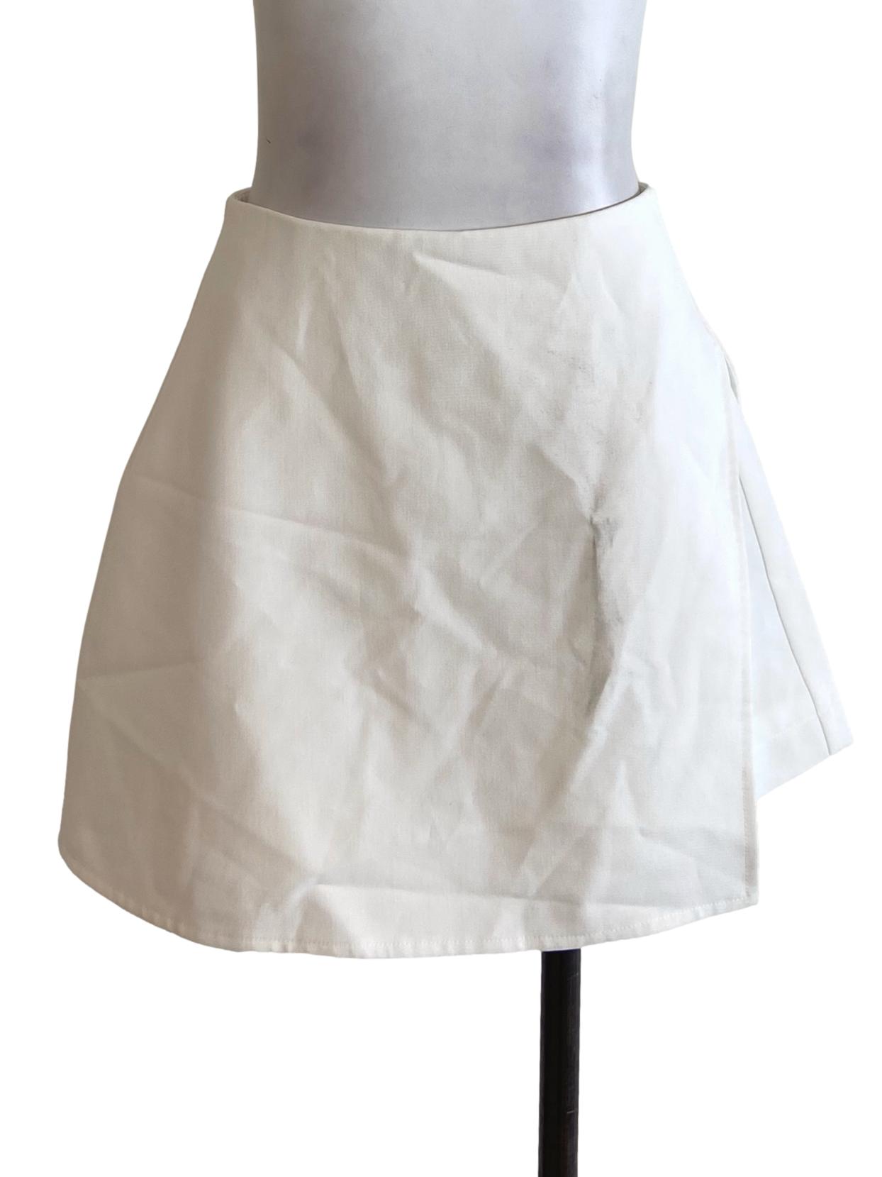 White Asymmetric Mini Skorts
