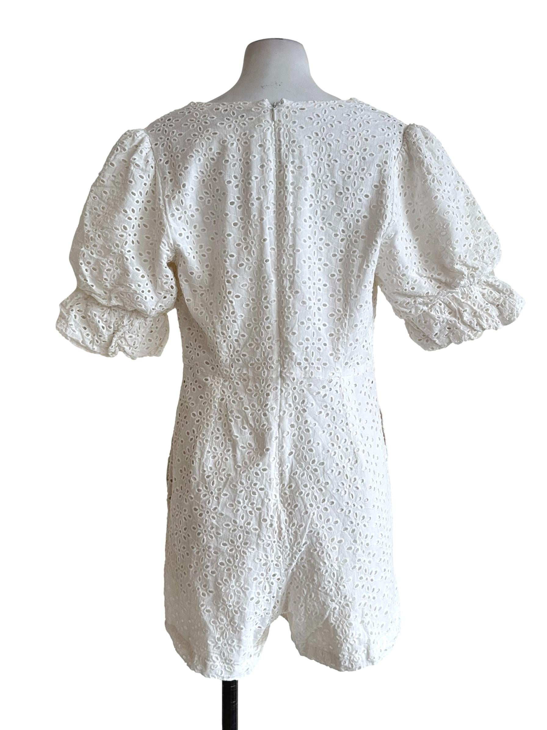 Daisy White Embroidery Pattern Romper LB