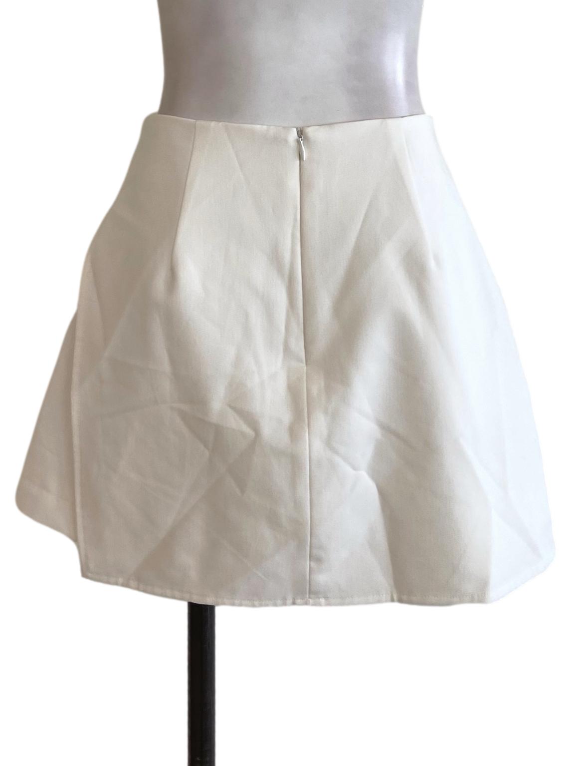 White Asymmetric Mini Skorts