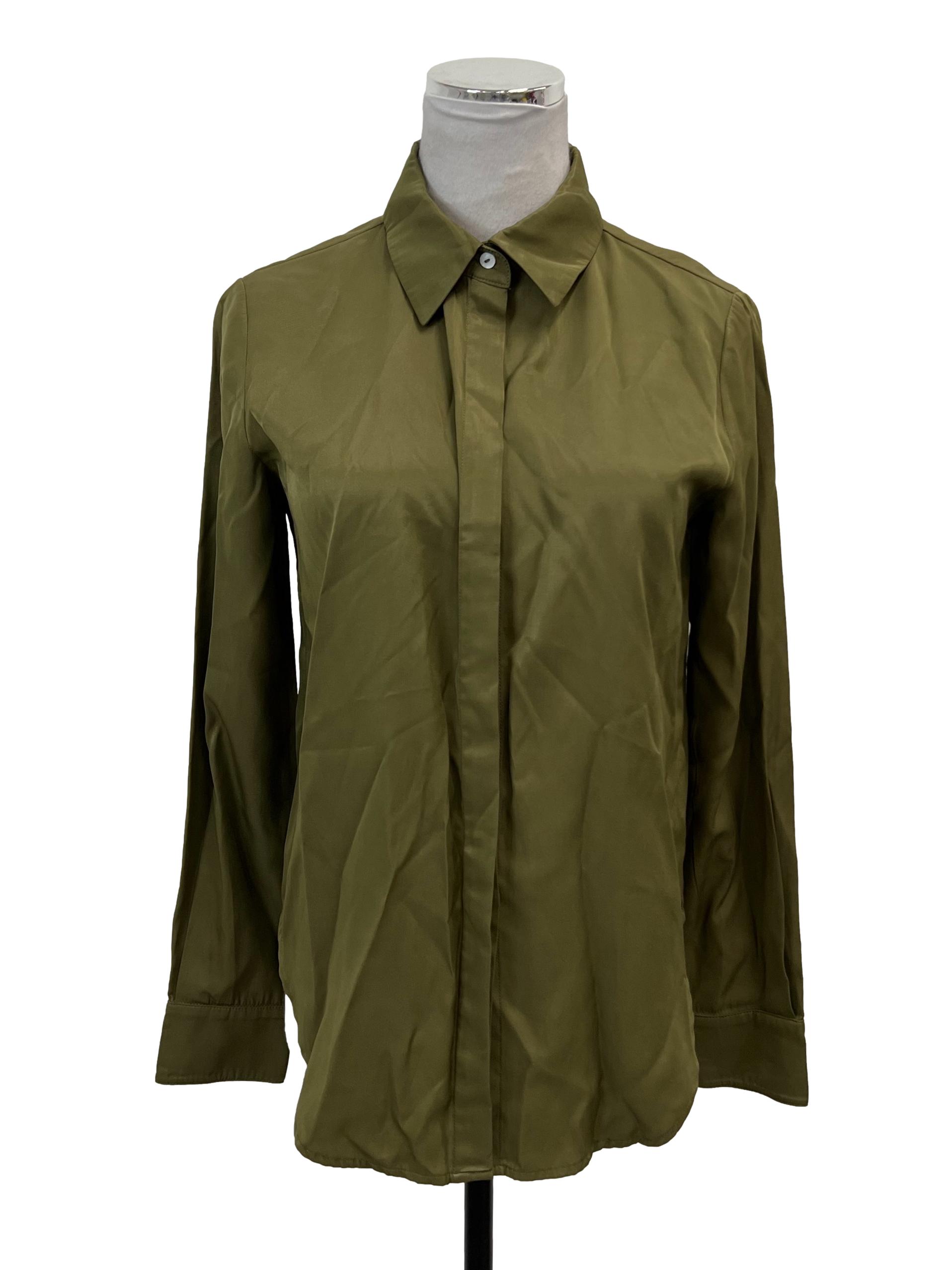 Army Green Button Down Blouse OSN