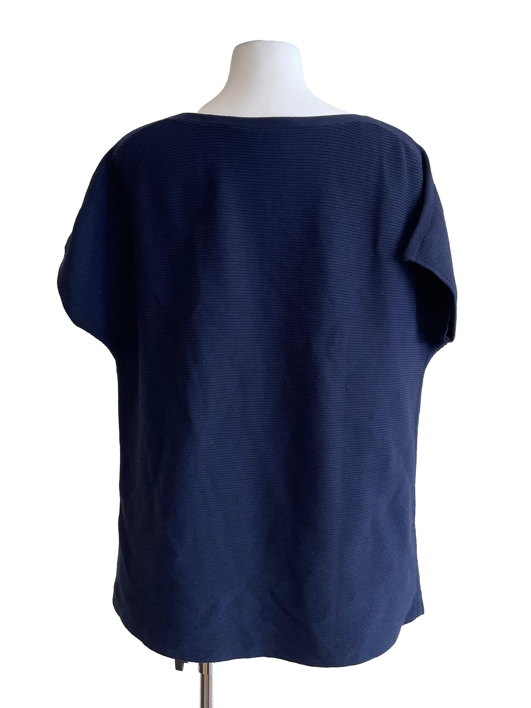 Navy Drop Shoulder Knit Top