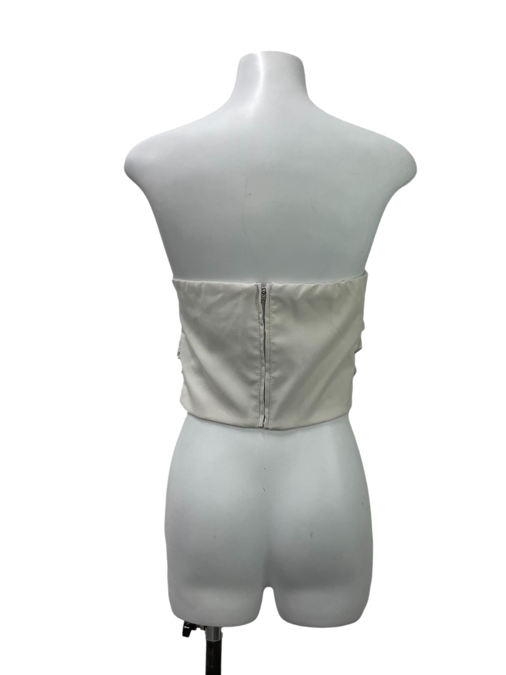 White Pleated Sweetheart Tube Top