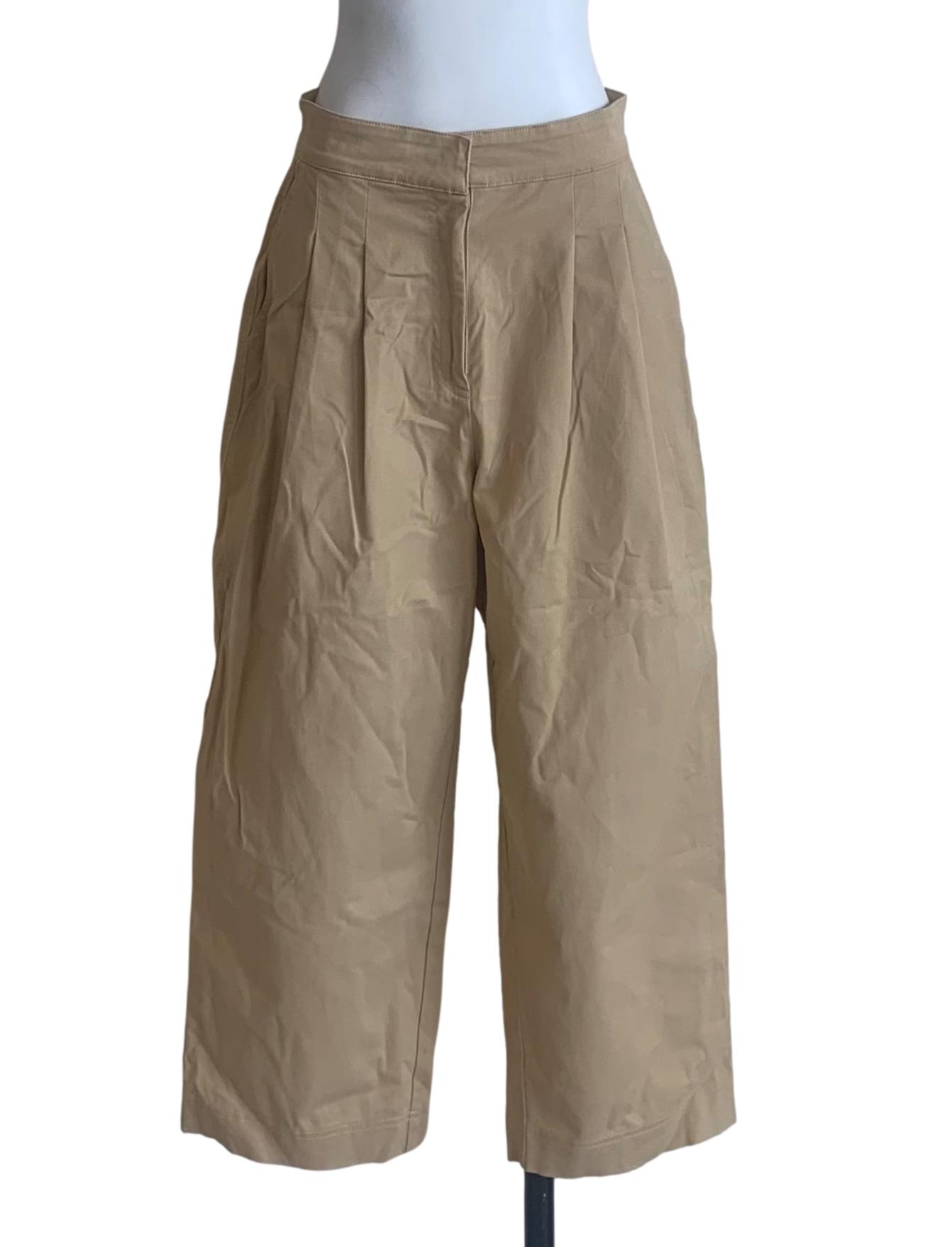 Beige Double Pleat Cotton Pants OSN