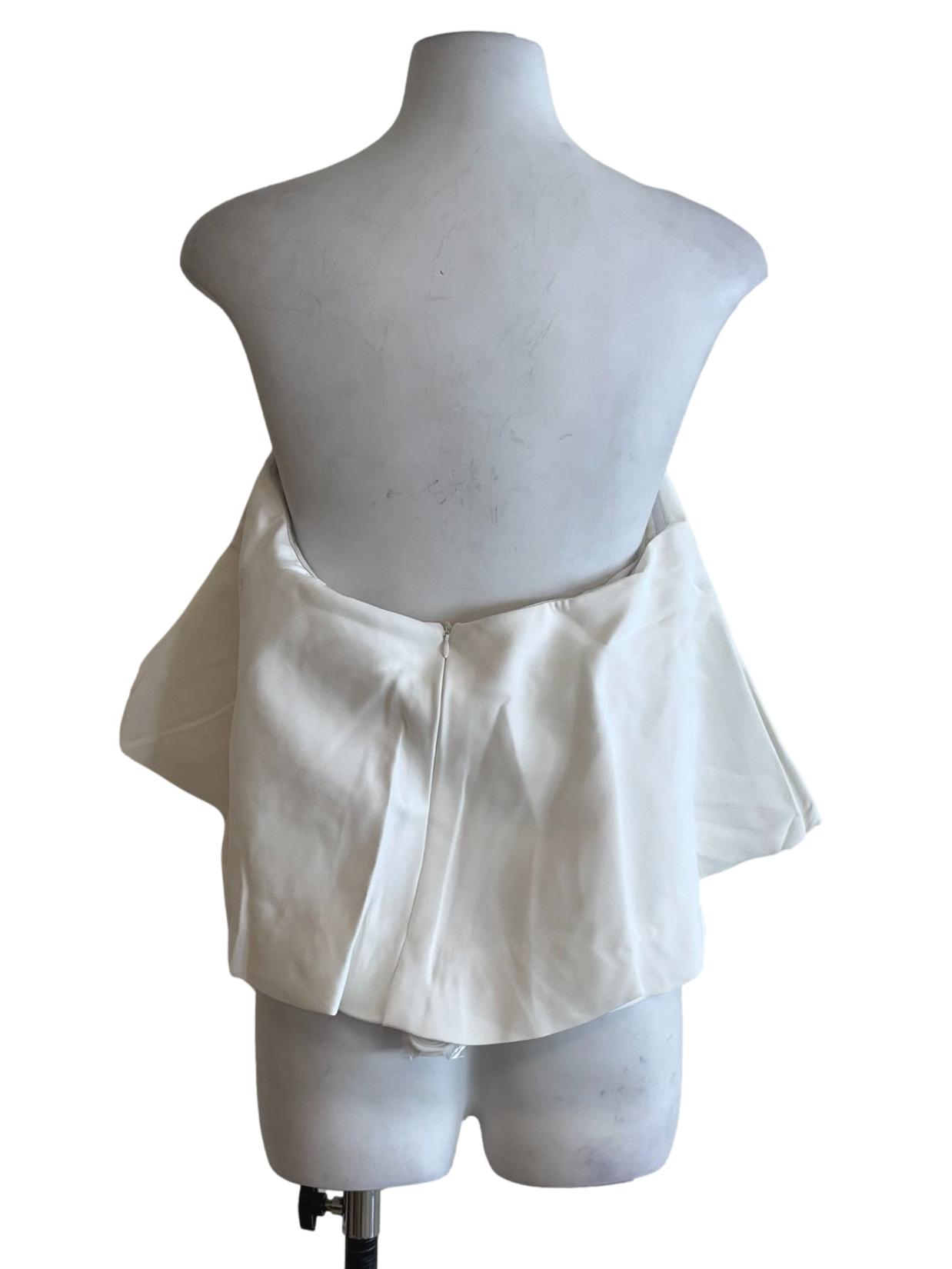 White Strapless Flare Top