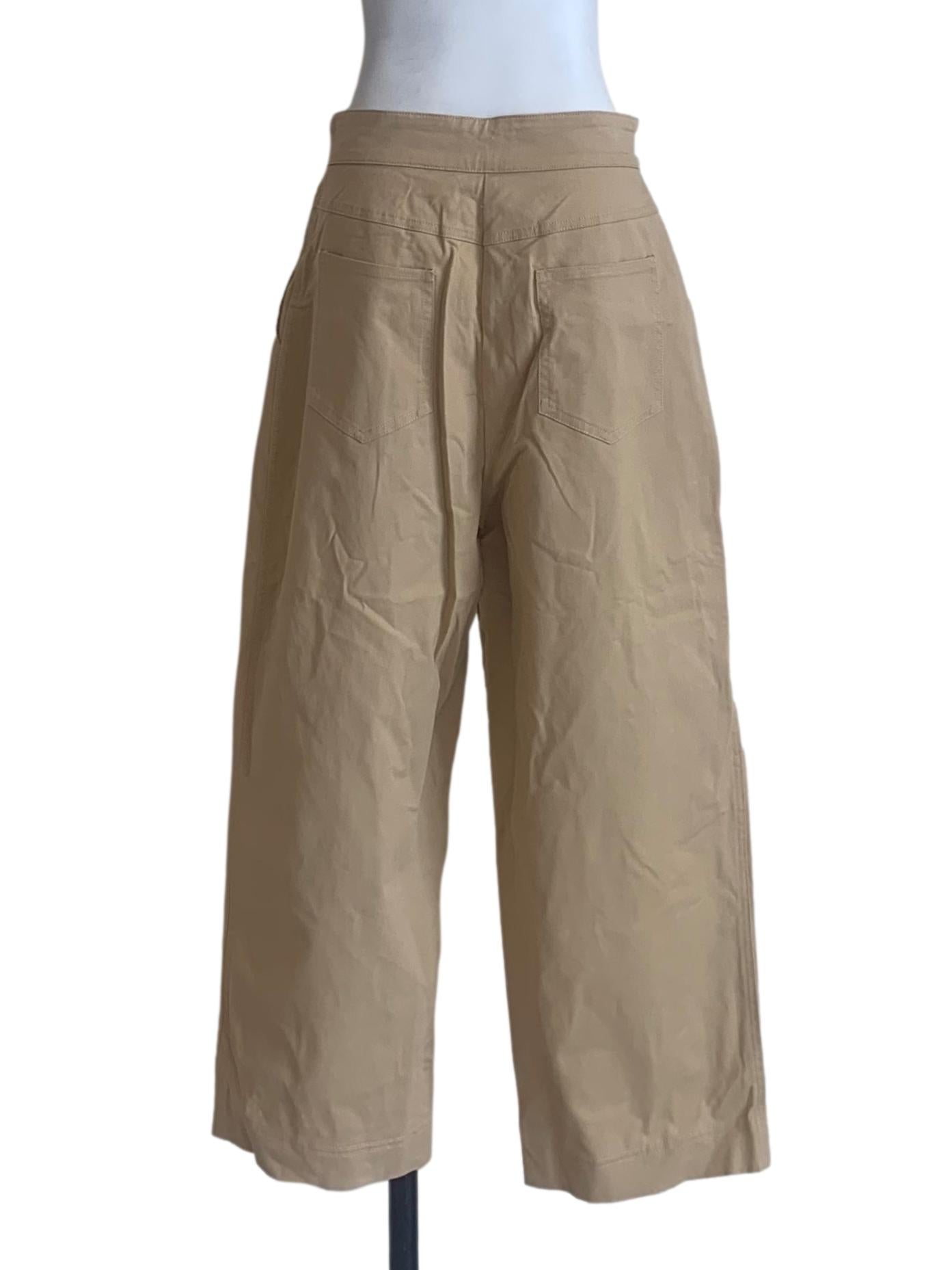 Beige Double Pleat Cotton Pants OSN