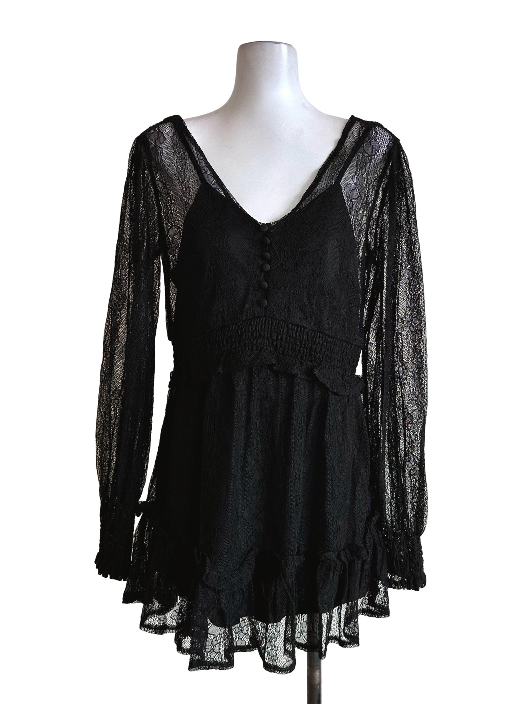 Black Lace Pattern Romper