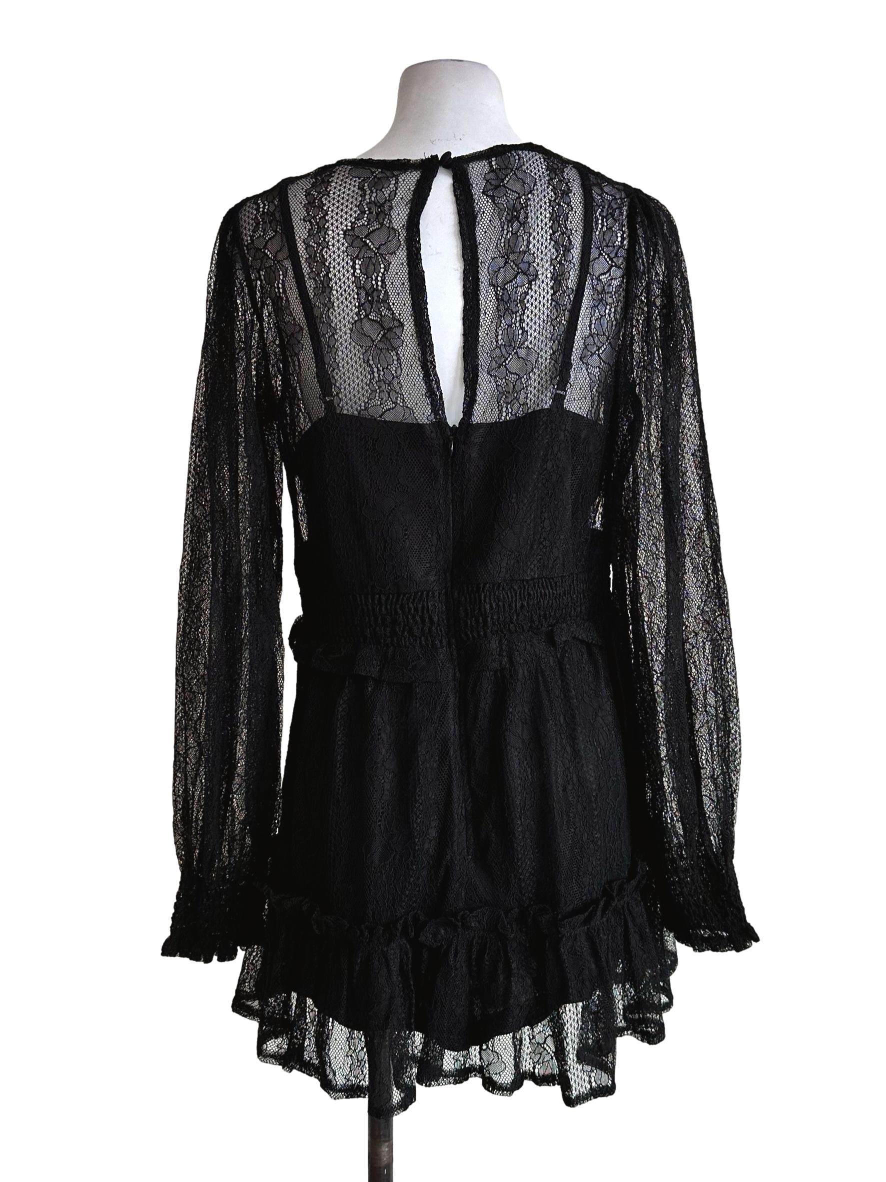 Black Lace Pattern Romper