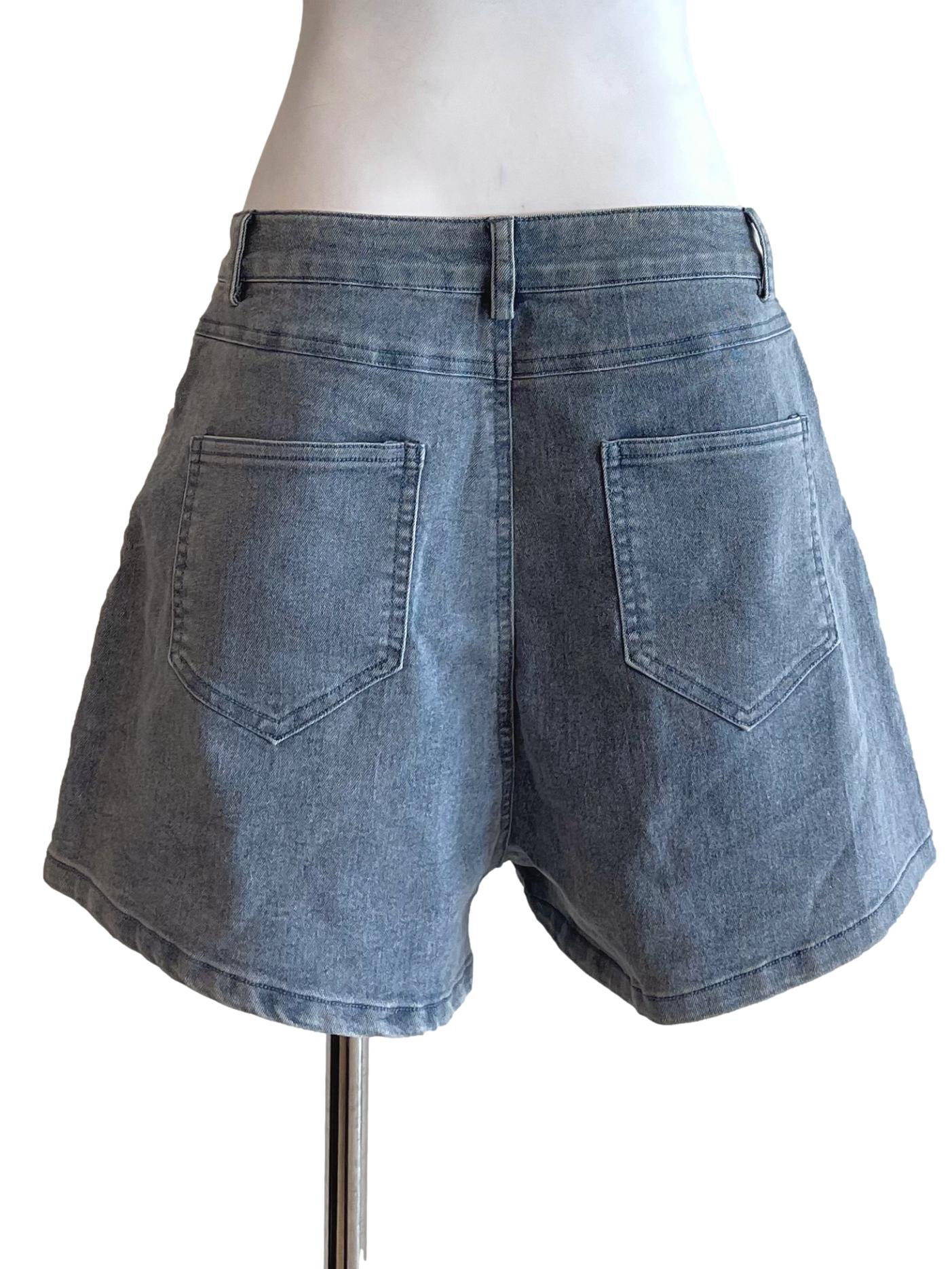 Ash Stone High Waist Denim Shorts