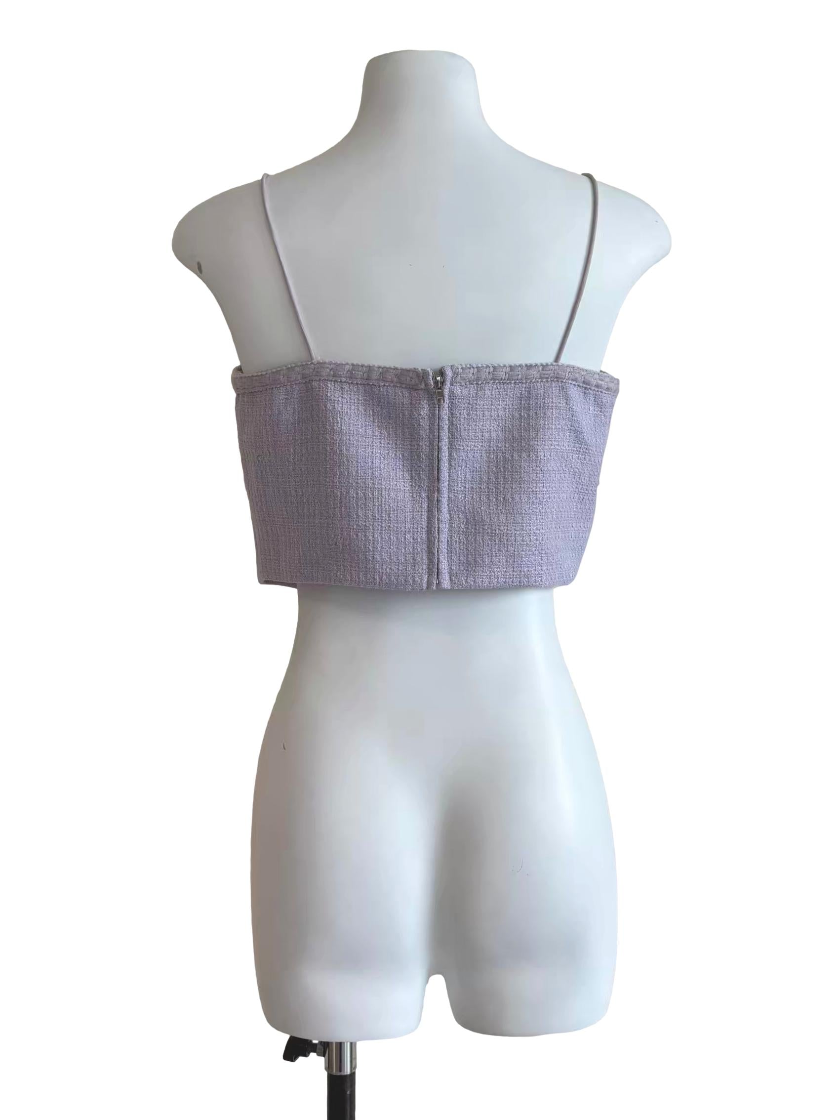 Wisteria Purple Spaghetti Strap Tweed Top