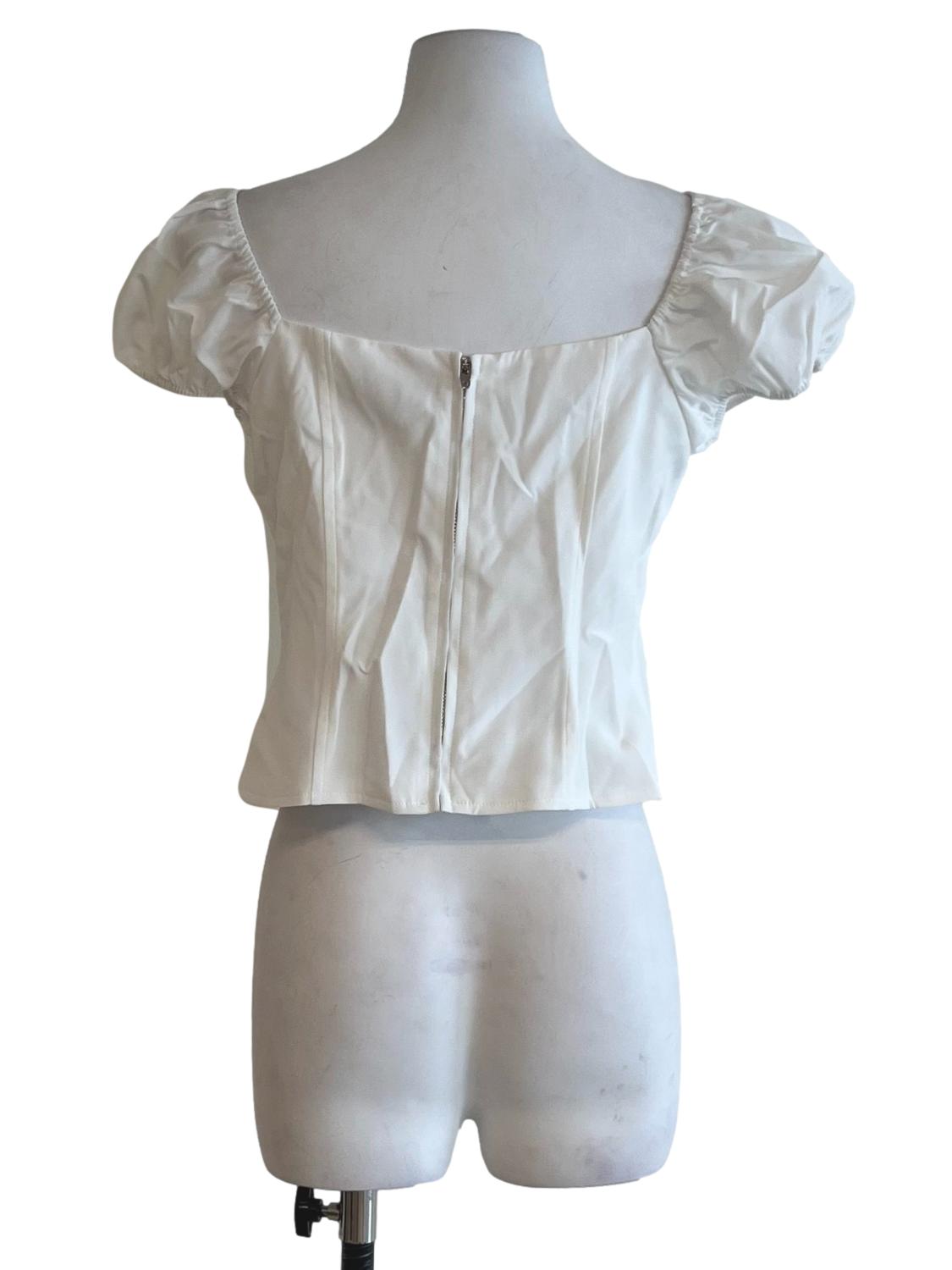 White Sweetheart Neckline Blouse