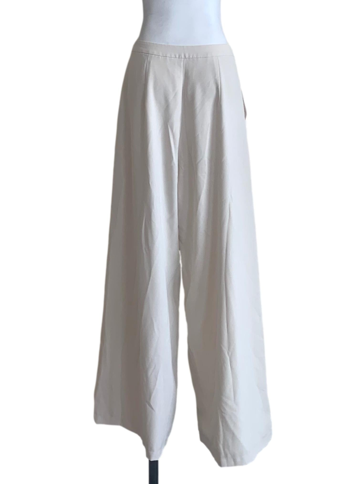 White Viscose Wide-Legged Pants OSN