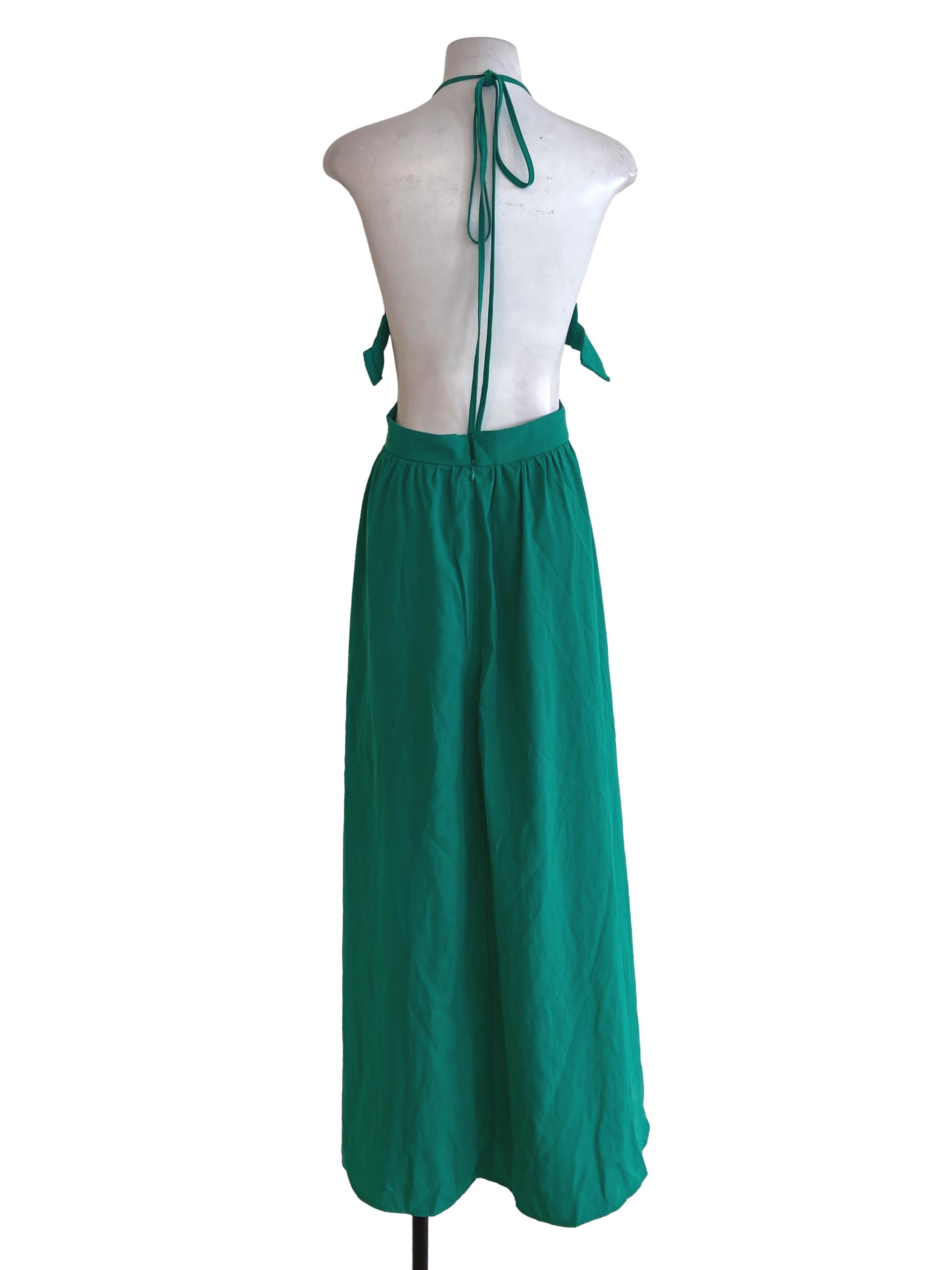 Fern Green Halter Slit Dress