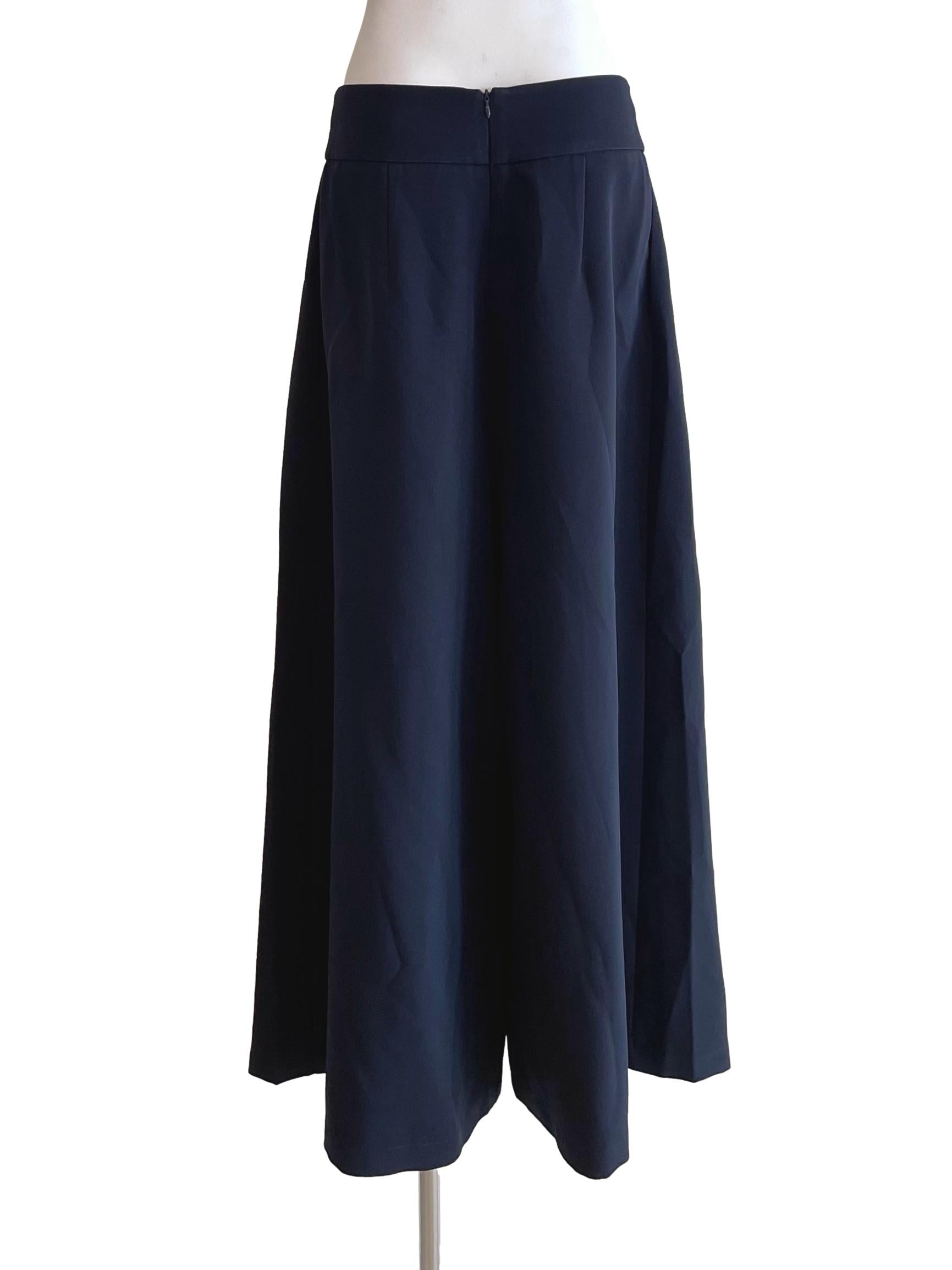 Navy Pleated Baggy Culottes
