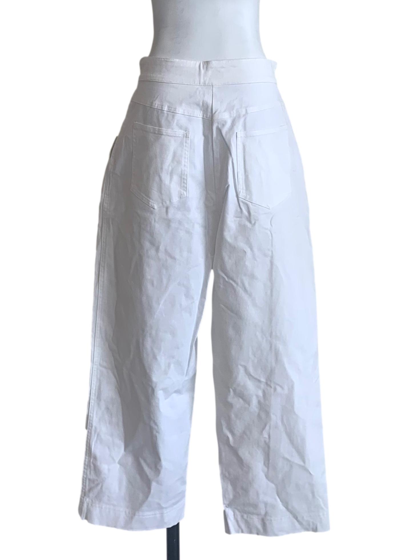 White Cotton Pleat Pants OSN