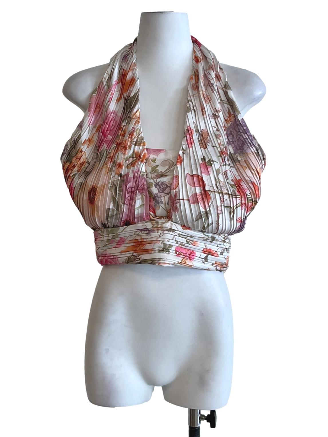 White Floral Halter Top