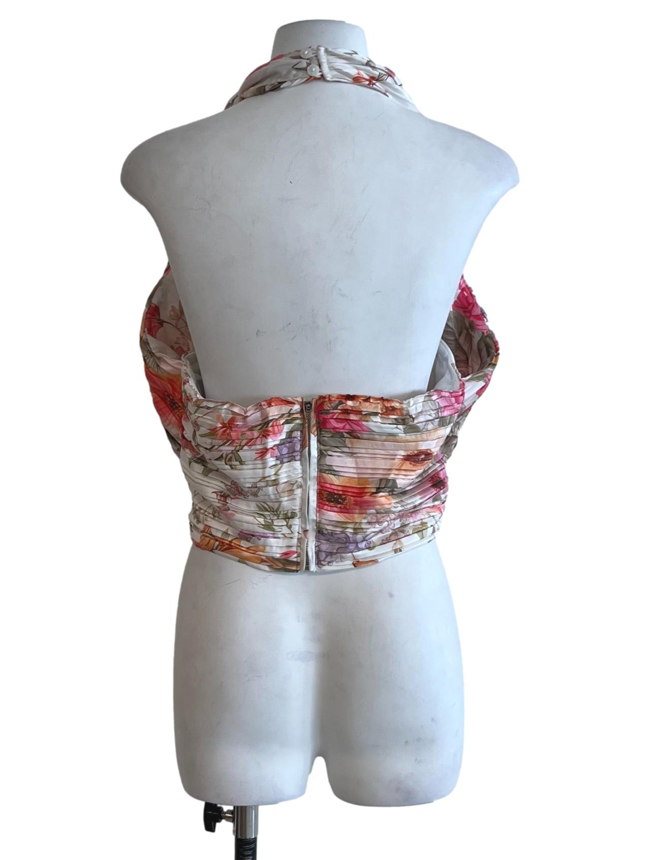White Floral Halter Top