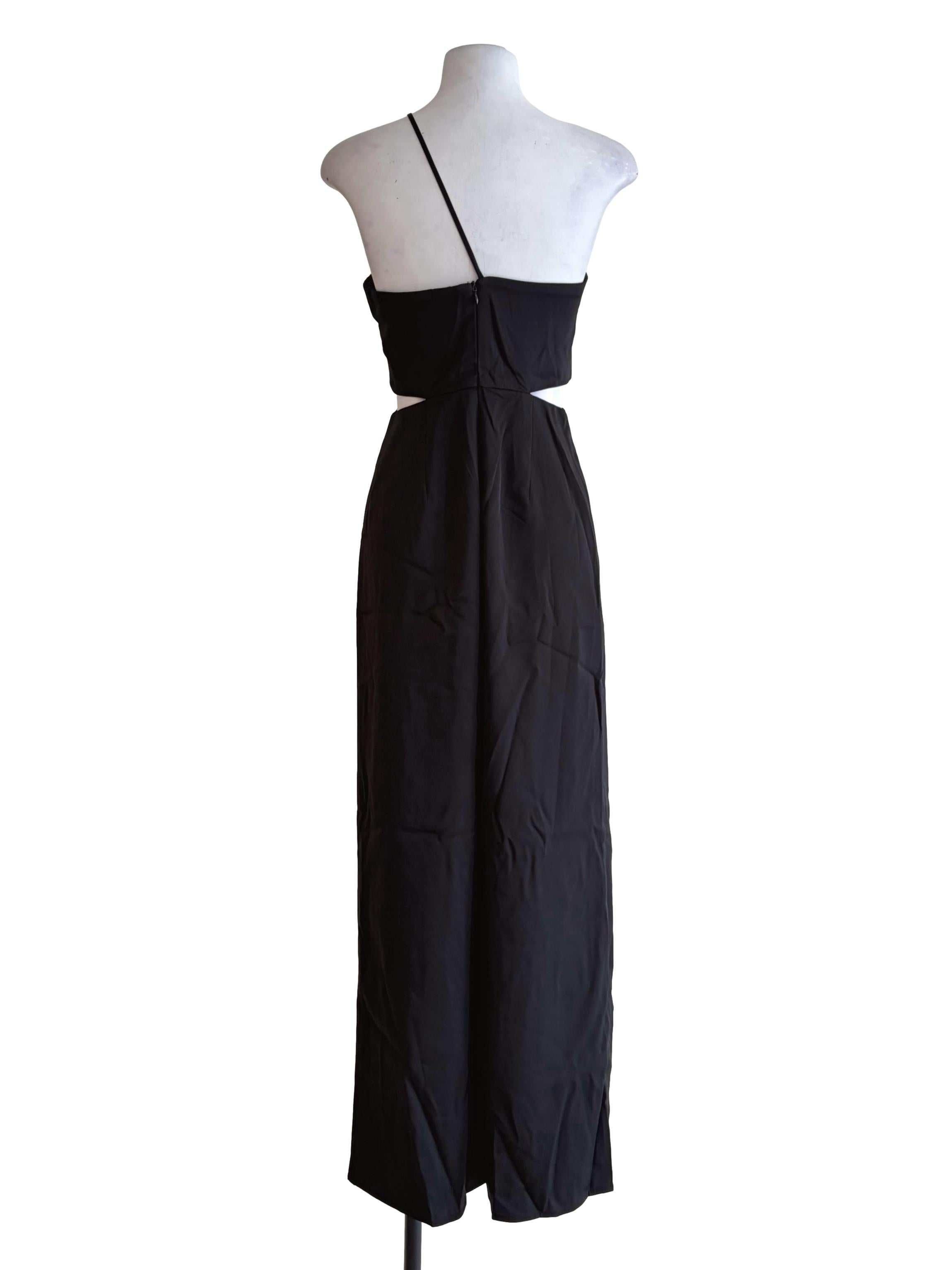 Crow Black Waist Cut Out Jumpsui