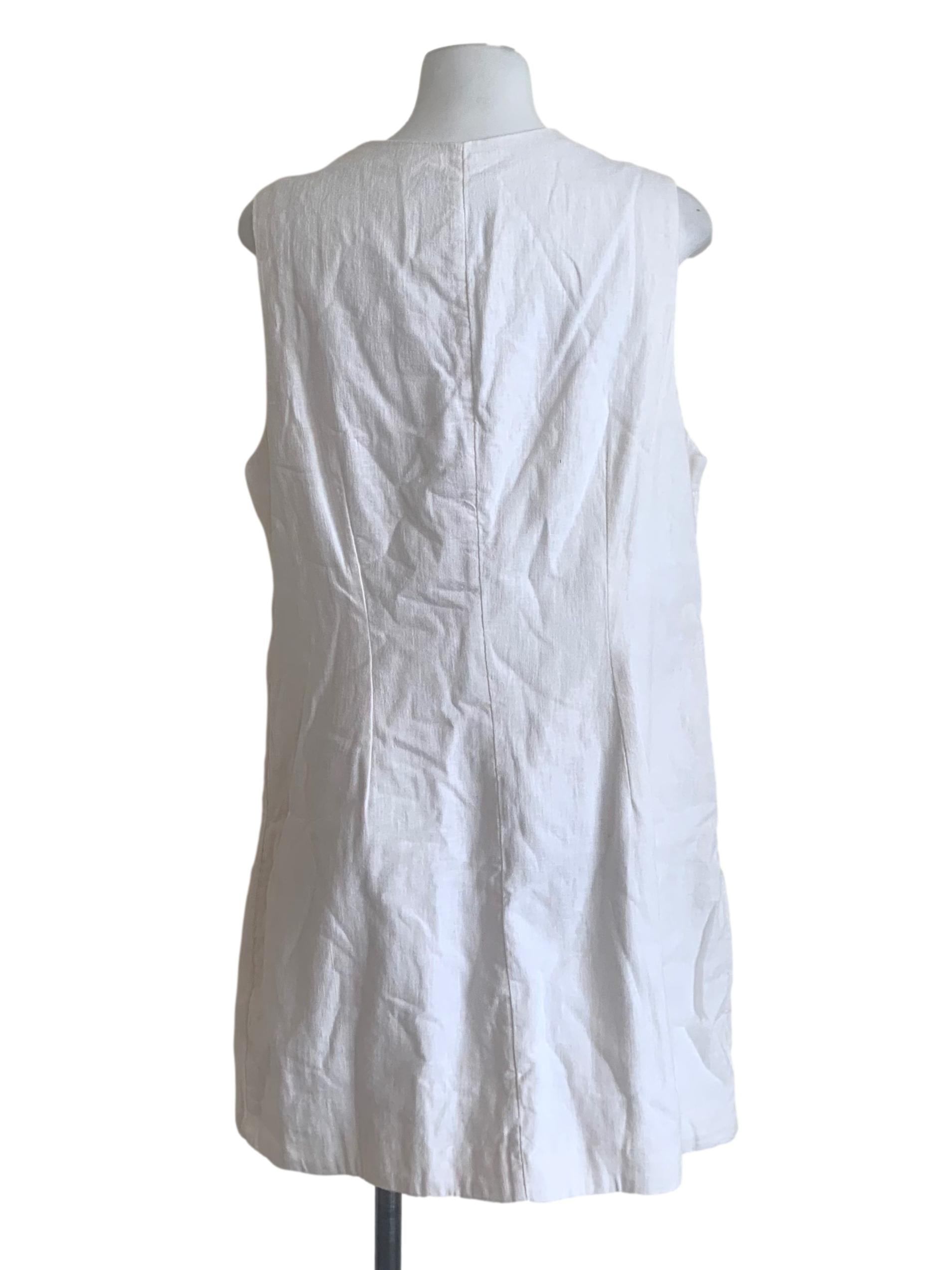 Cotton White Deep V Neck Dress