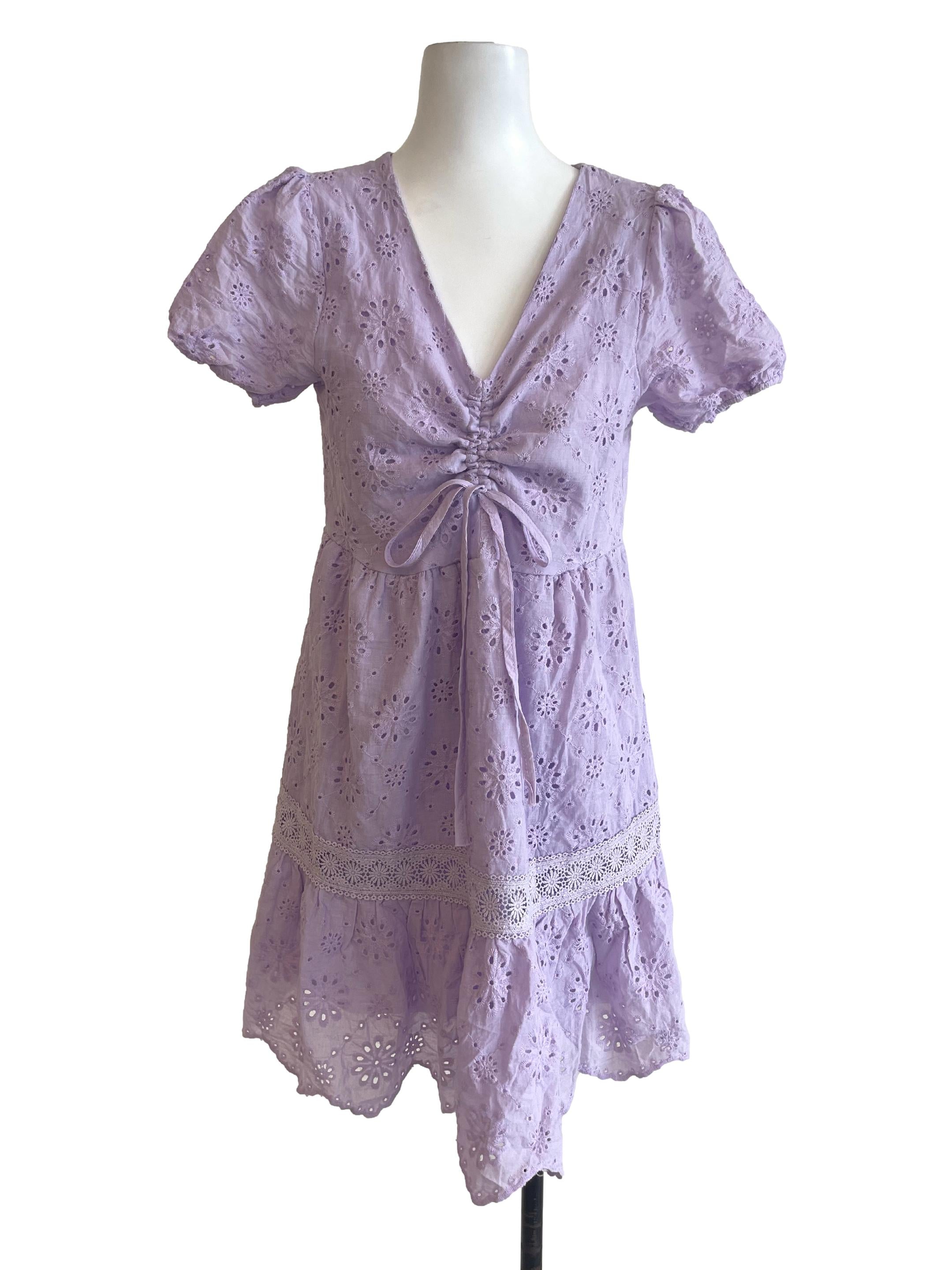 Lavender Cotton Eyelet Dress