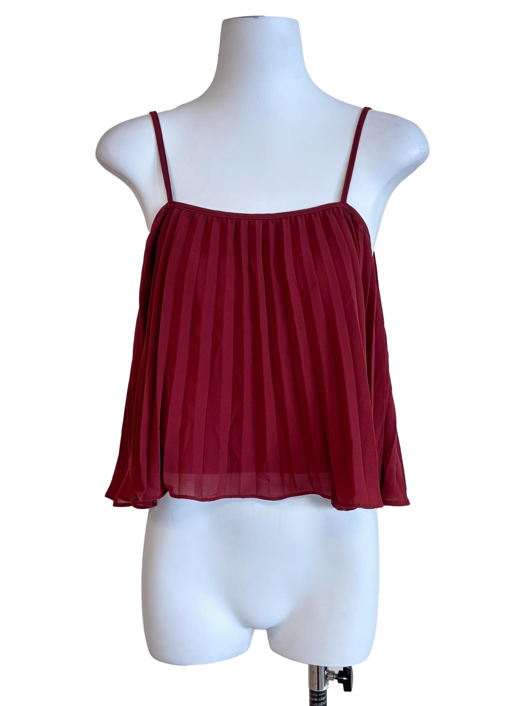 Candy Red Pleated Flare Cami Top
