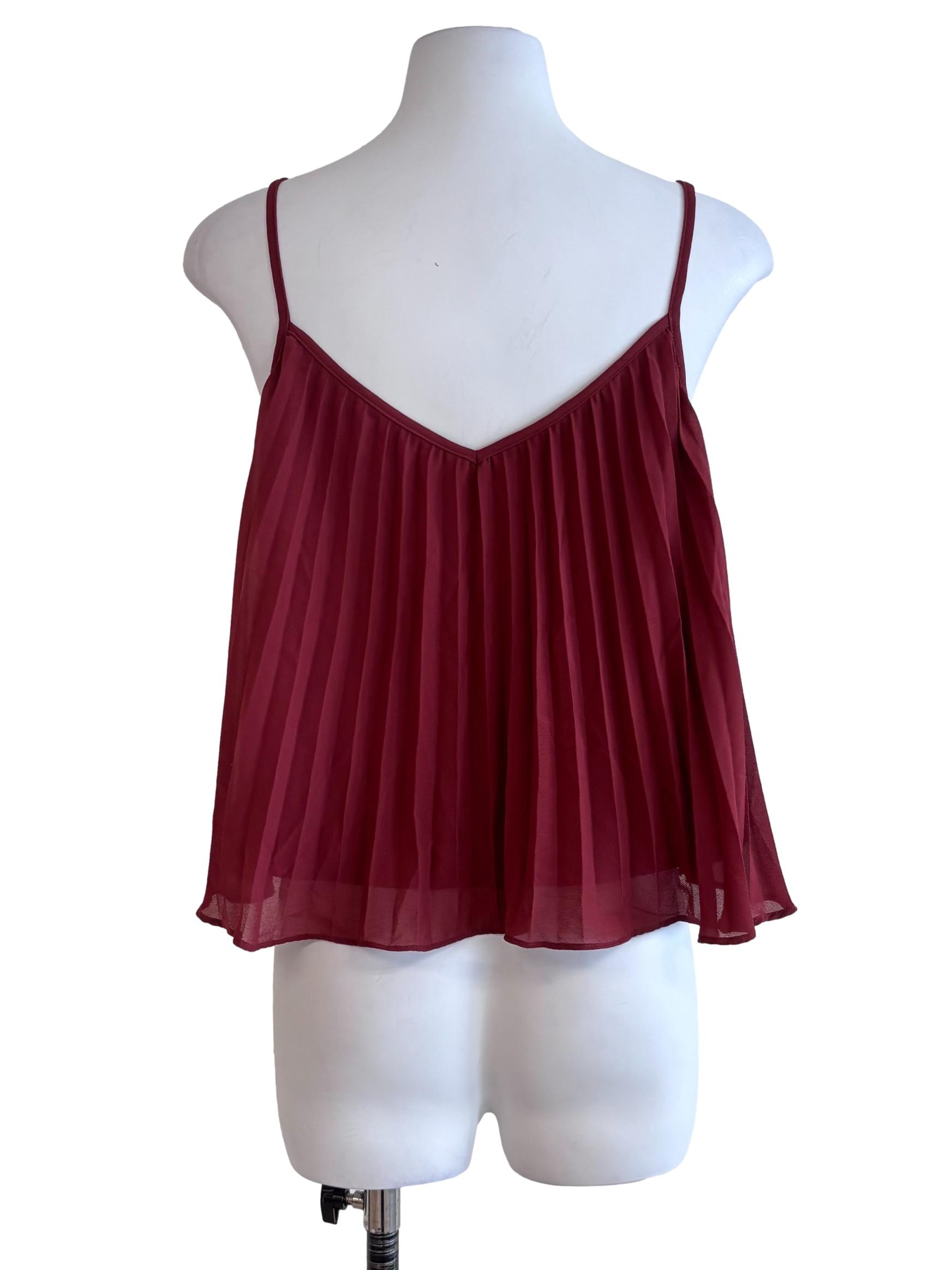 Candy Red Pleated Flare Cami Top