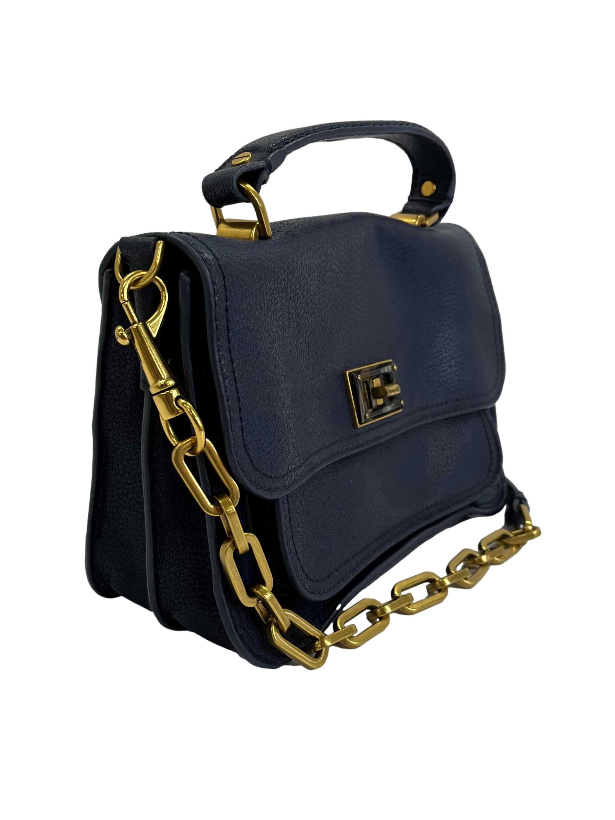 Dark Blue Chain Strap Bag
