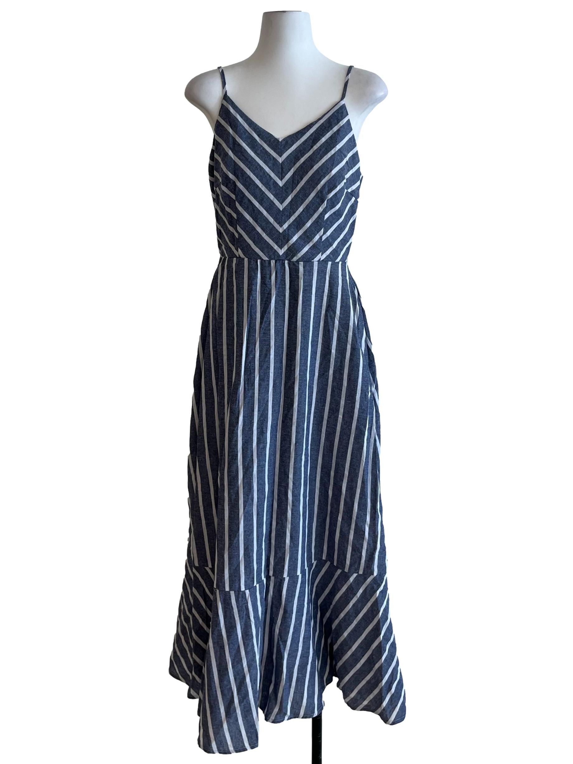Blue Awning Stripe Sheath Dress