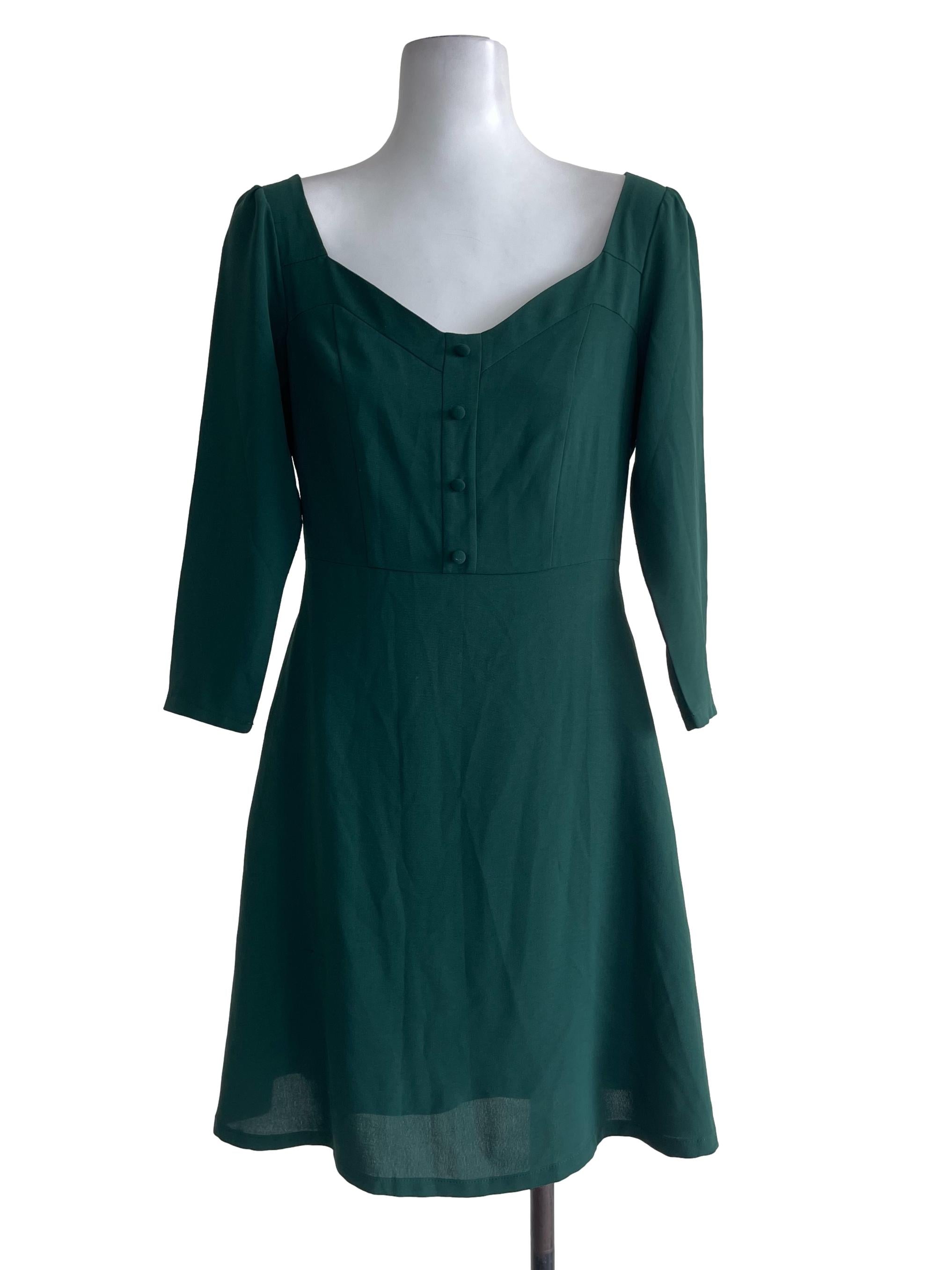 Emerald Green Button Dress