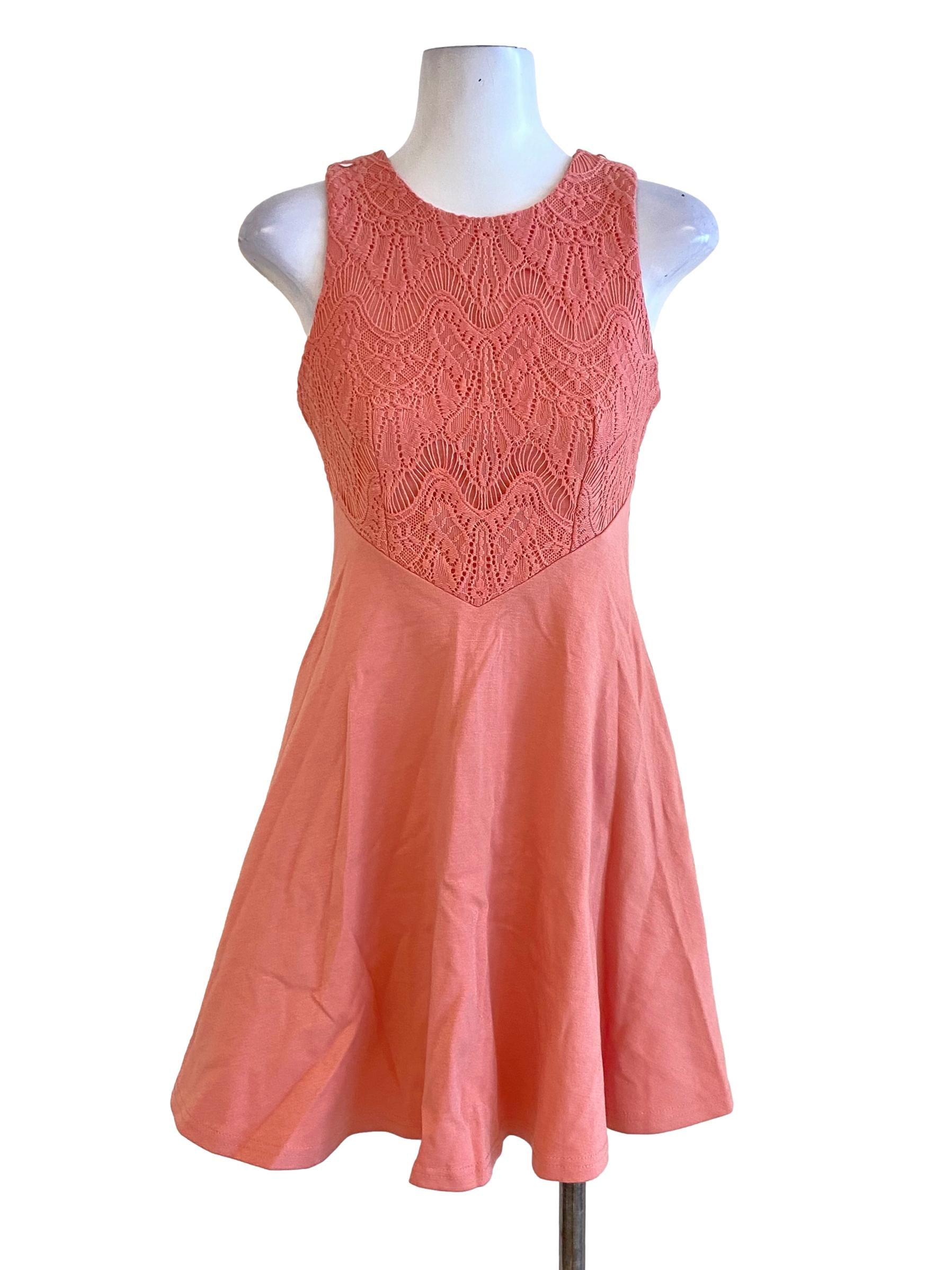 Blush Pink Asther Laced A-Line Dress