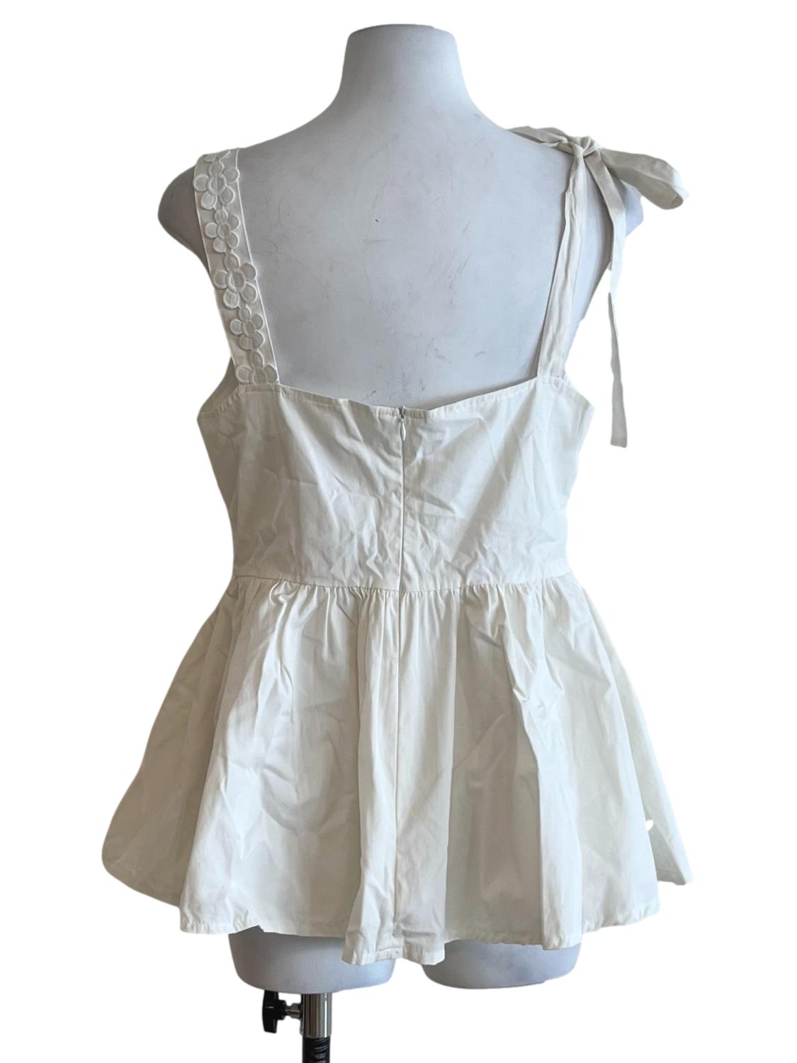 White Square Neckline Blouse