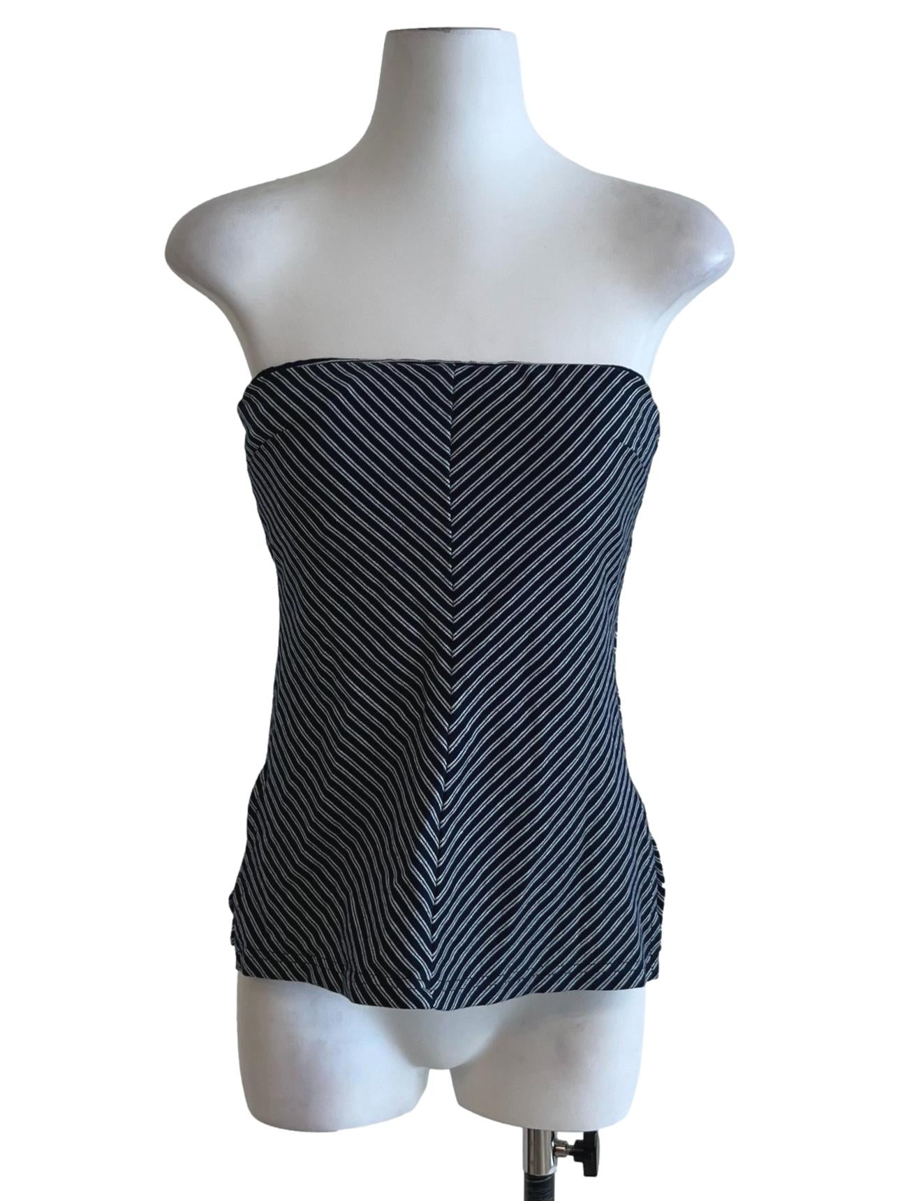 Navy Blue Bengal Stripe Blouse