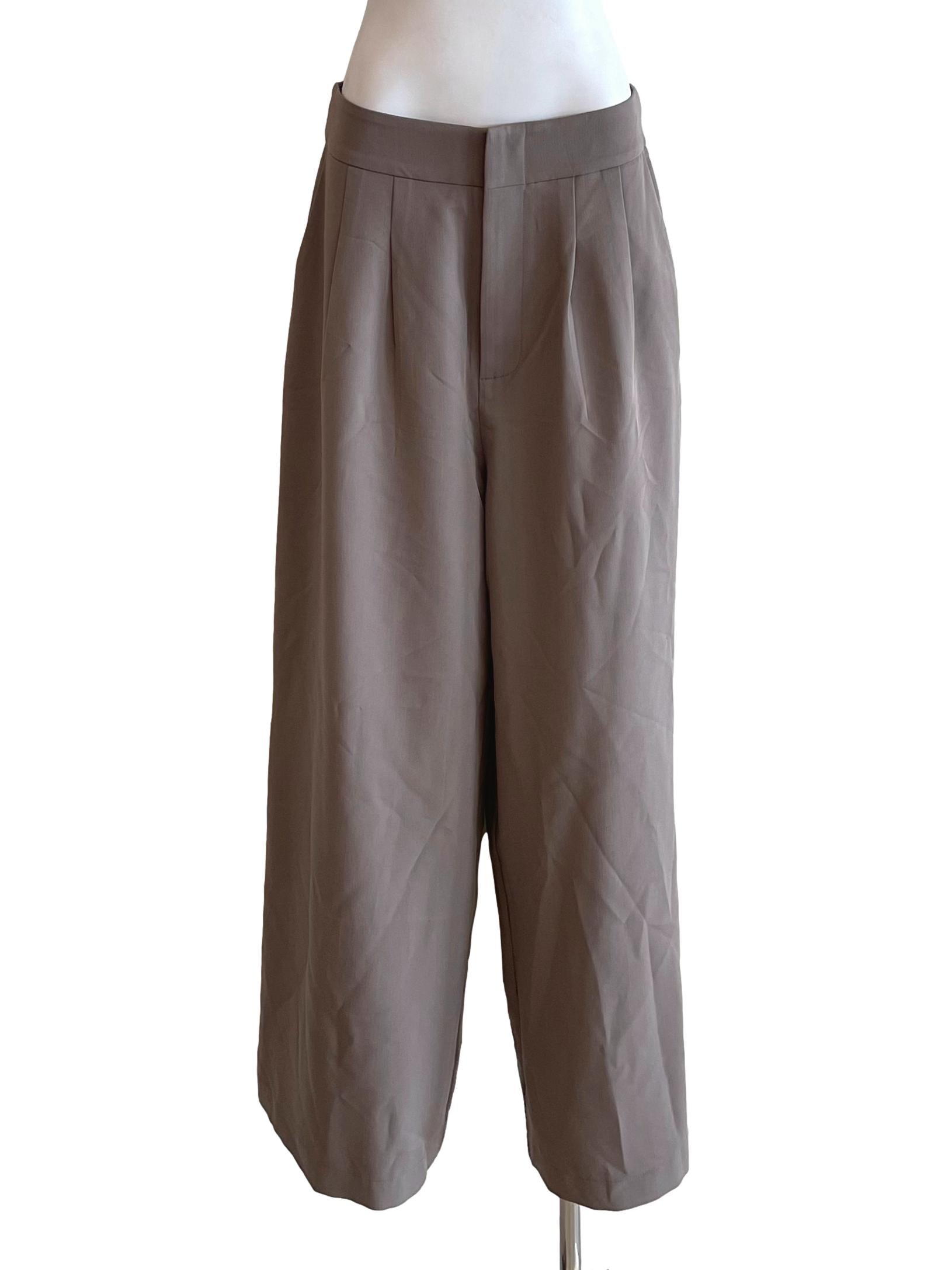 Milky Wood Pleated Baggy Pants