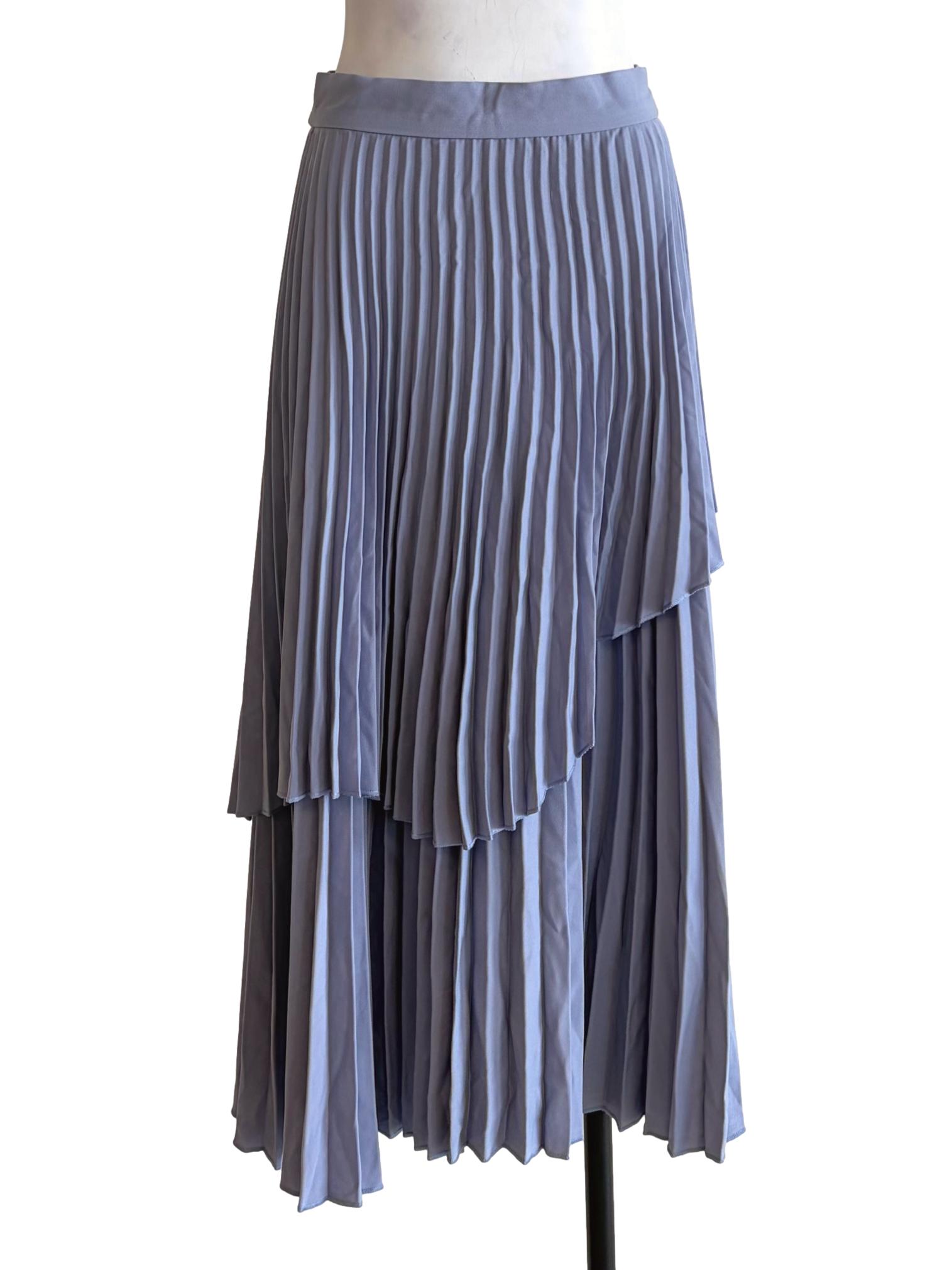Stone Blue Pleated Skirt
