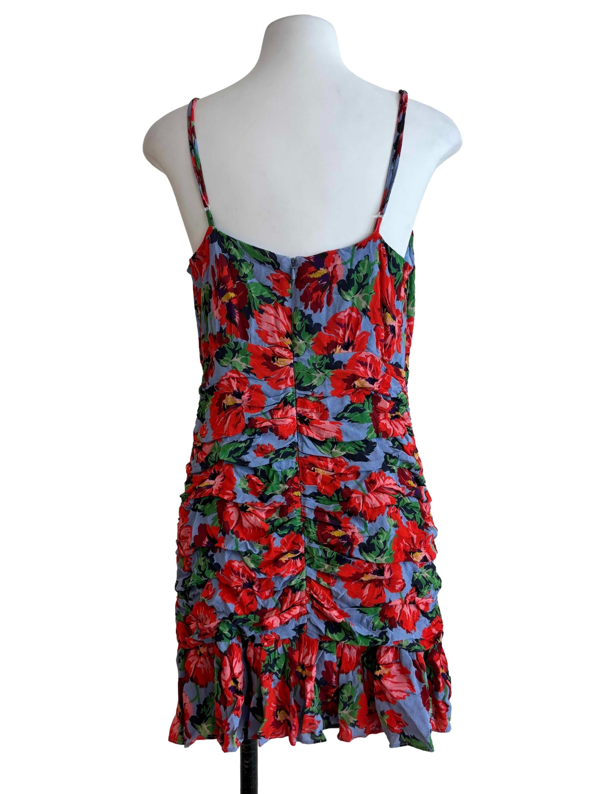 Cerulean Blue Hibiscus Mini Dress