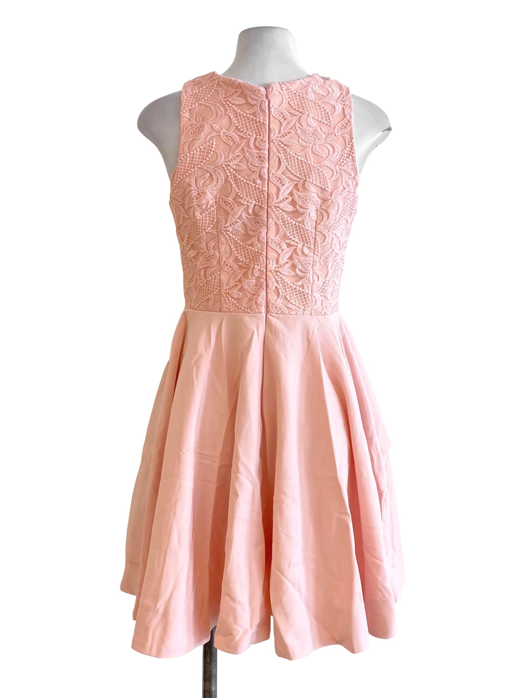 Peach Pink Half Laced A-Line Dress