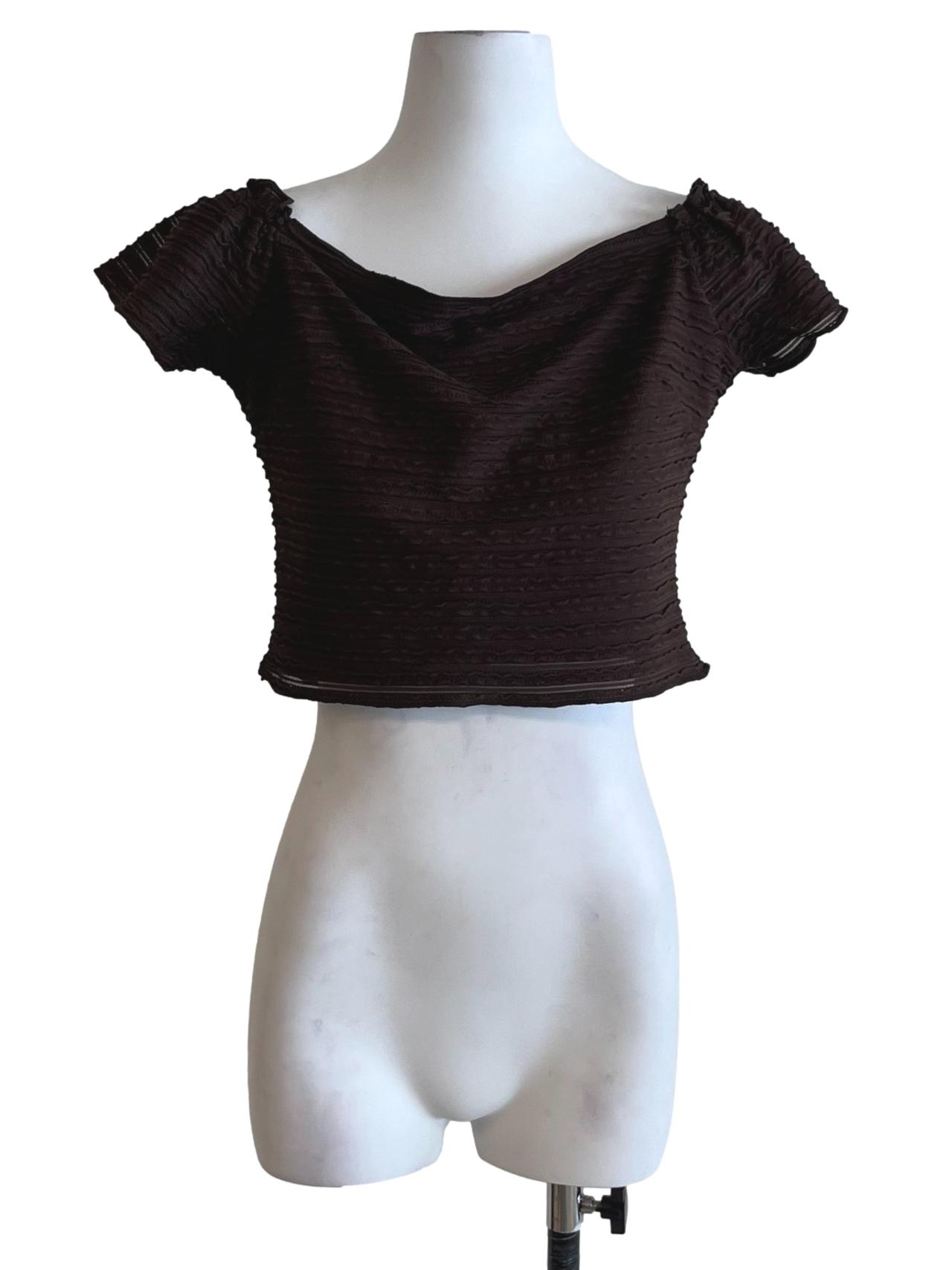 Deep Brown Chalk Stripe Blouse