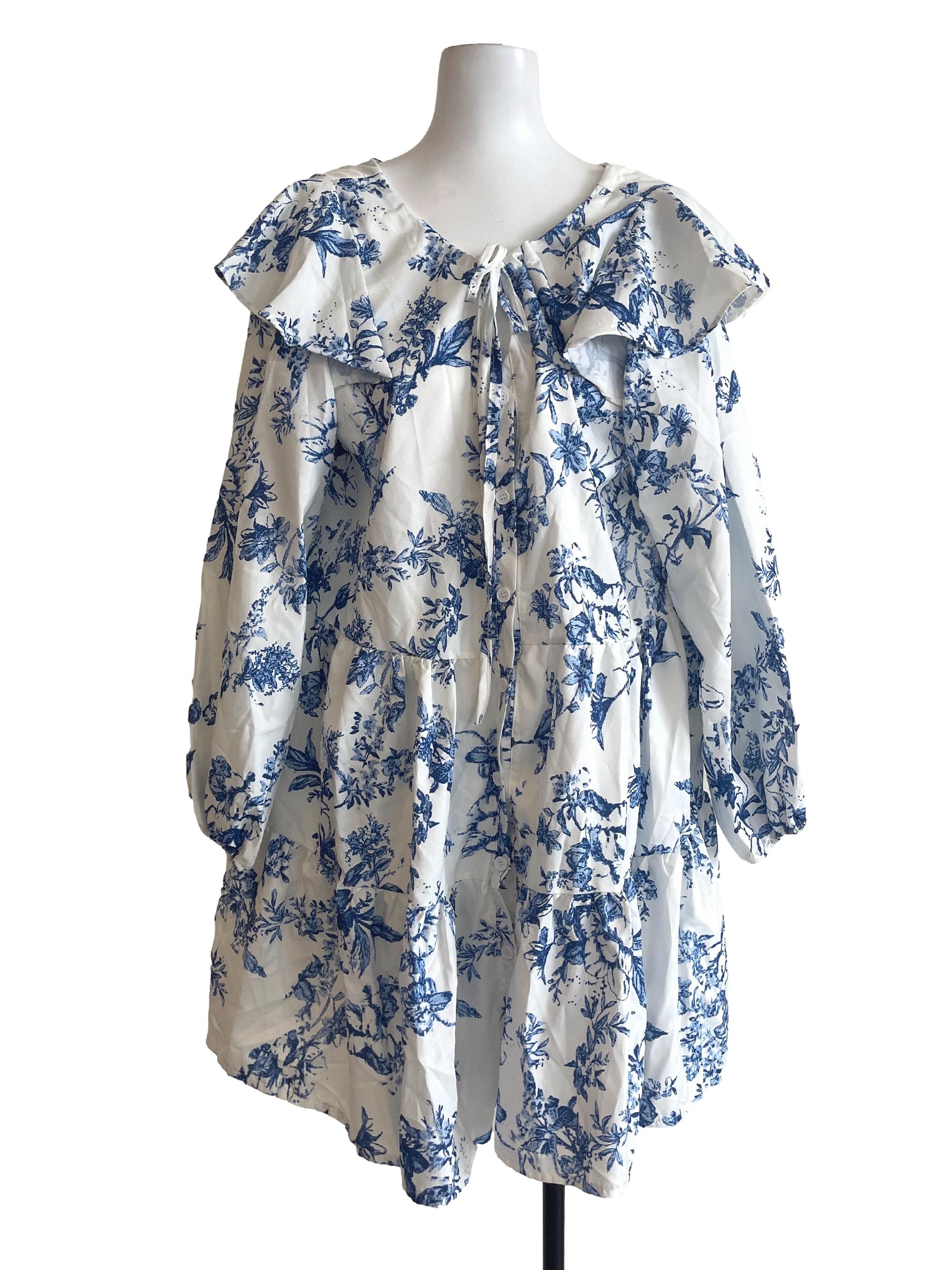 Off White/ Blue Floral Dress