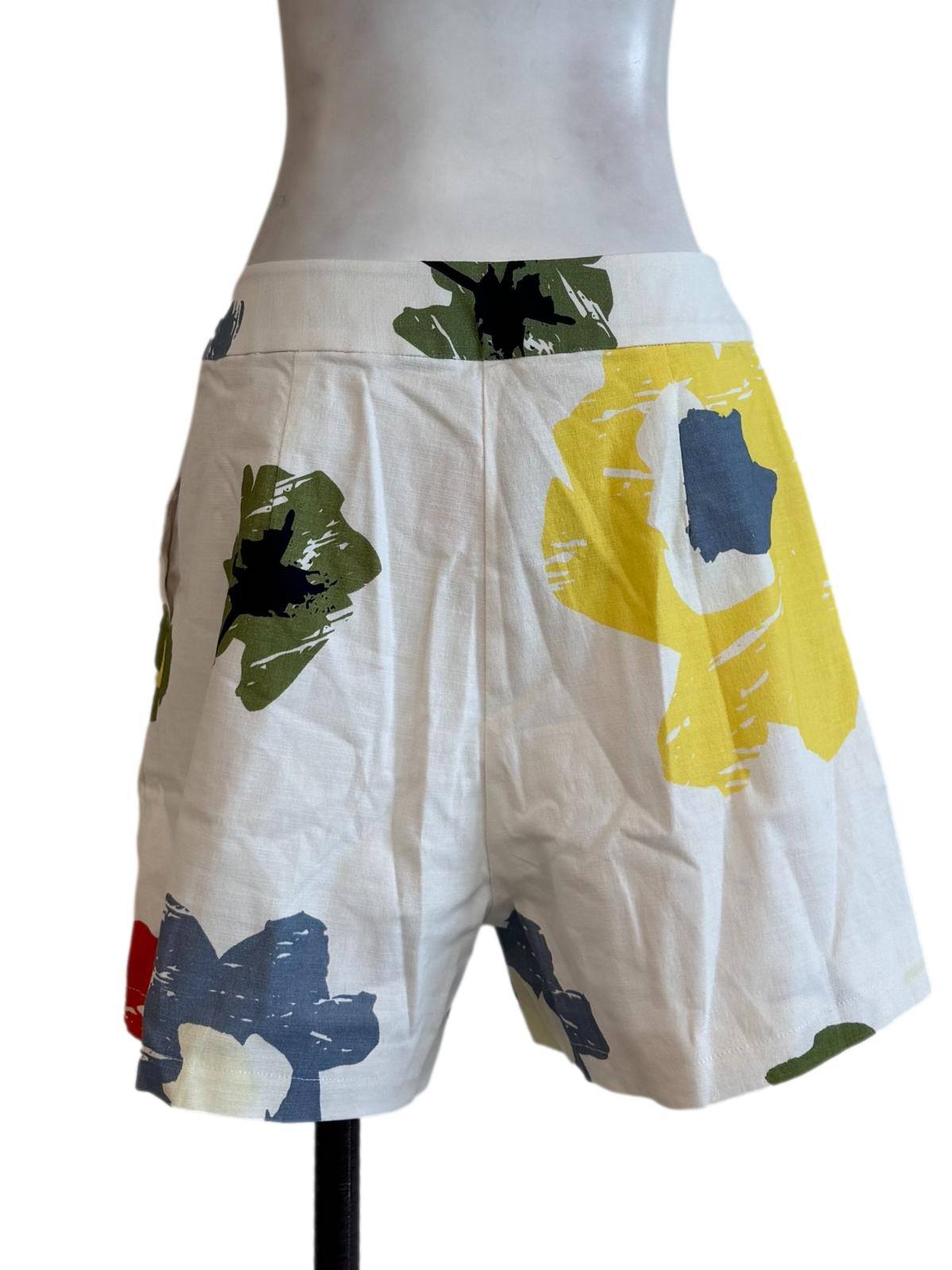 White With Multi-Color Print Short Pants OSN