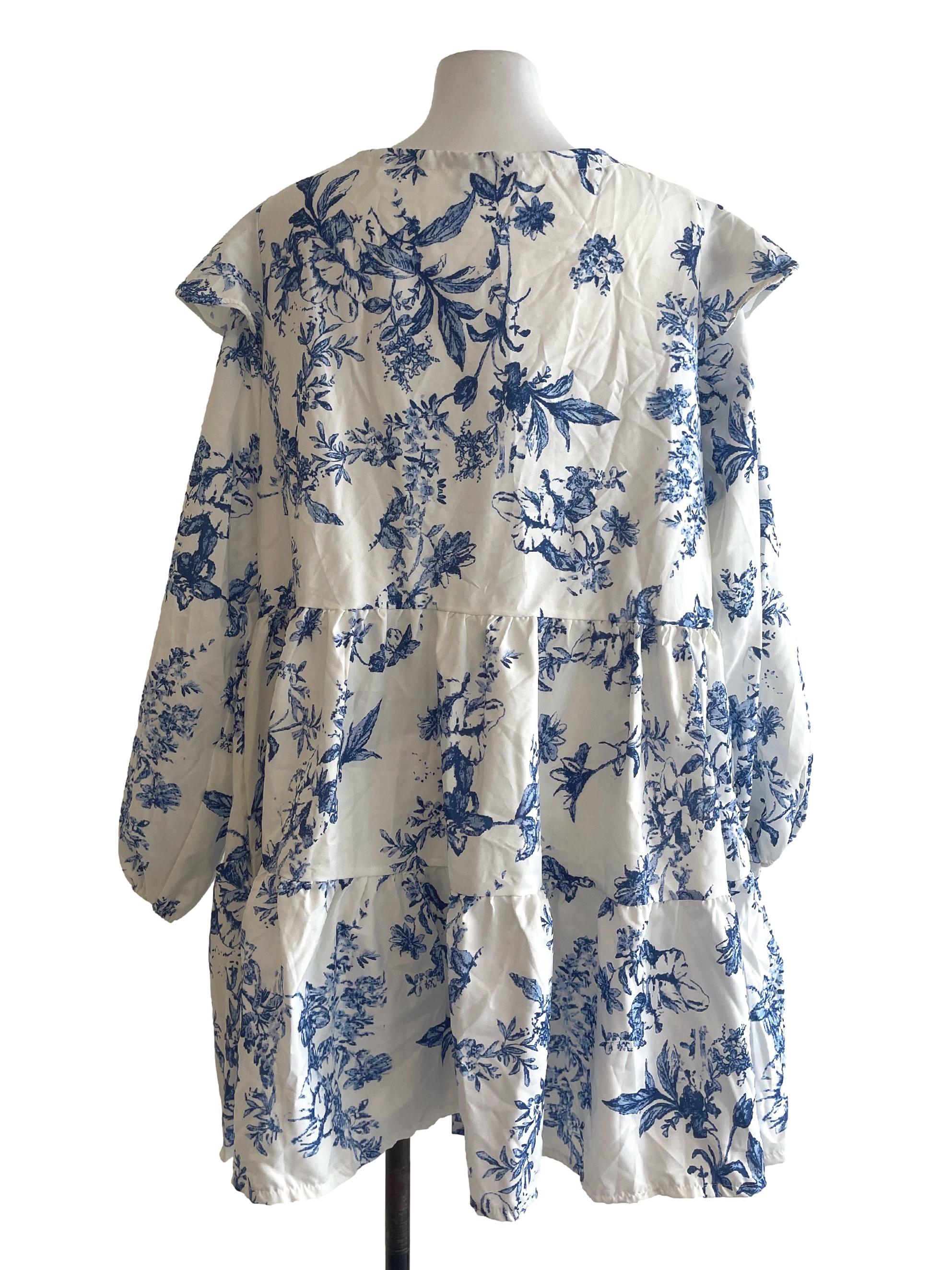 Off White/ Blue Floral Dress