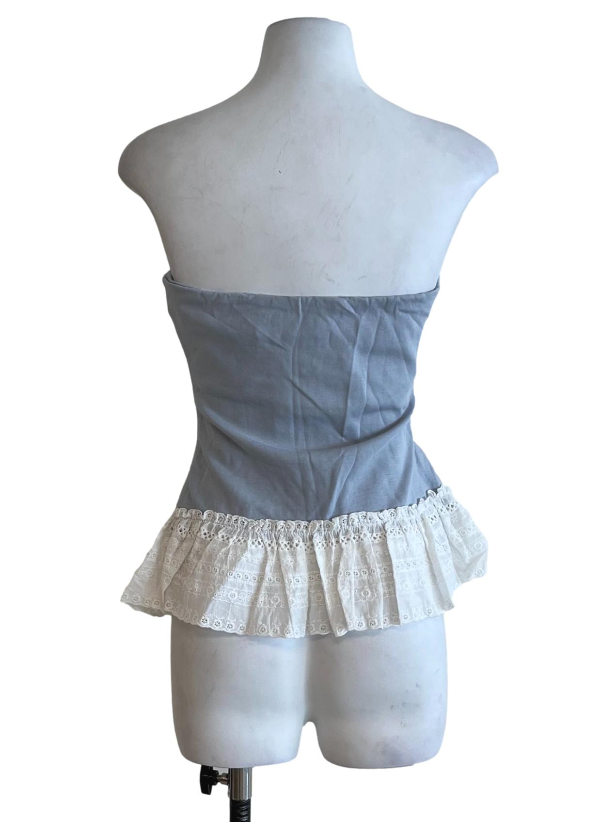 Sky Blue Strapless Peplum Top